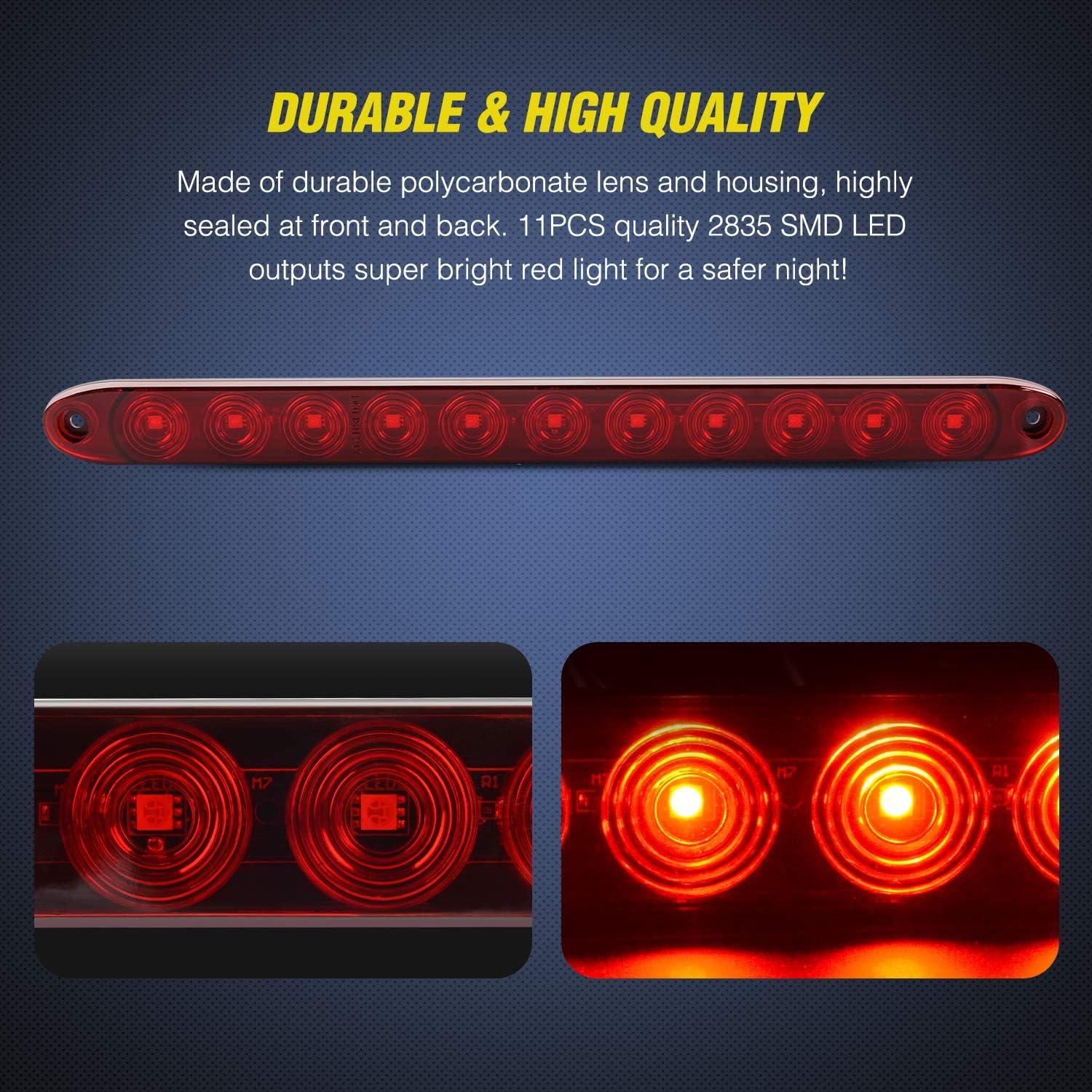 imageNilight 2PCS 16 11 LED Red Trailer Light Bar with 10PCS 34 Inch Round Mini LED Clearance Light for Truck RV Car Bus Trailer Van Caravan Boat 2 Years Warranty