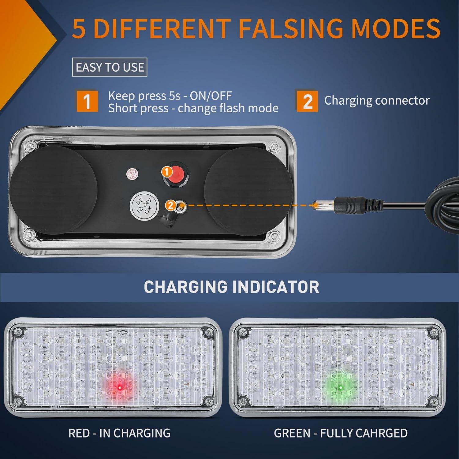 imageNilight 2PCS 42LED Green Wireless Magnetic Strobe Lights Portable Warning Hazard Light Surface Mount Waterproof 5 Patterns for 12V 24V Cars Trucks Van Off Road Vehicles ATV
