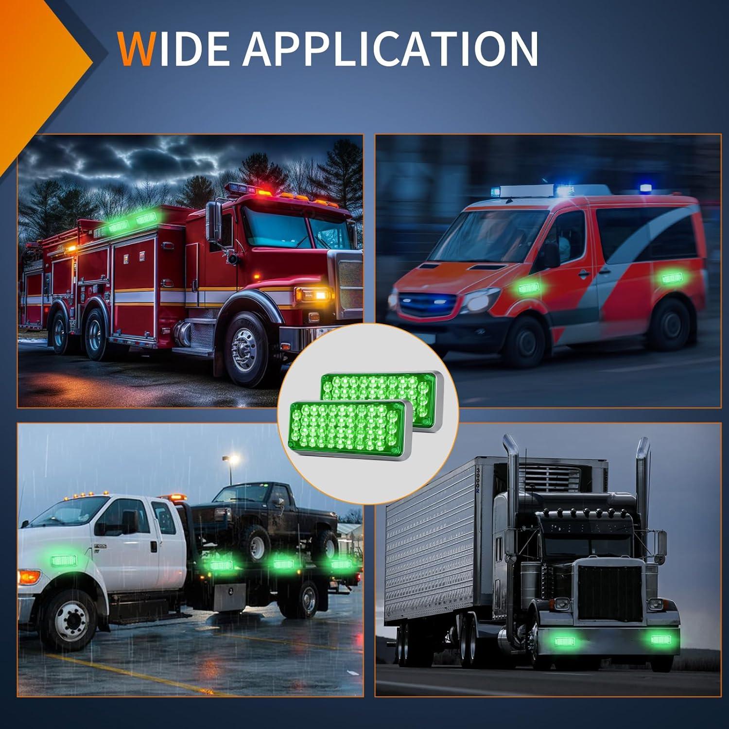 imageNilight 2PCS 42LED Green Wireless Magnetic Strobe Lights Portable Warning Hazard Light Surface Mount Waterproof 5 Patterns for 12V 24V Cars Trucks Van Off Road Vehicles ATV