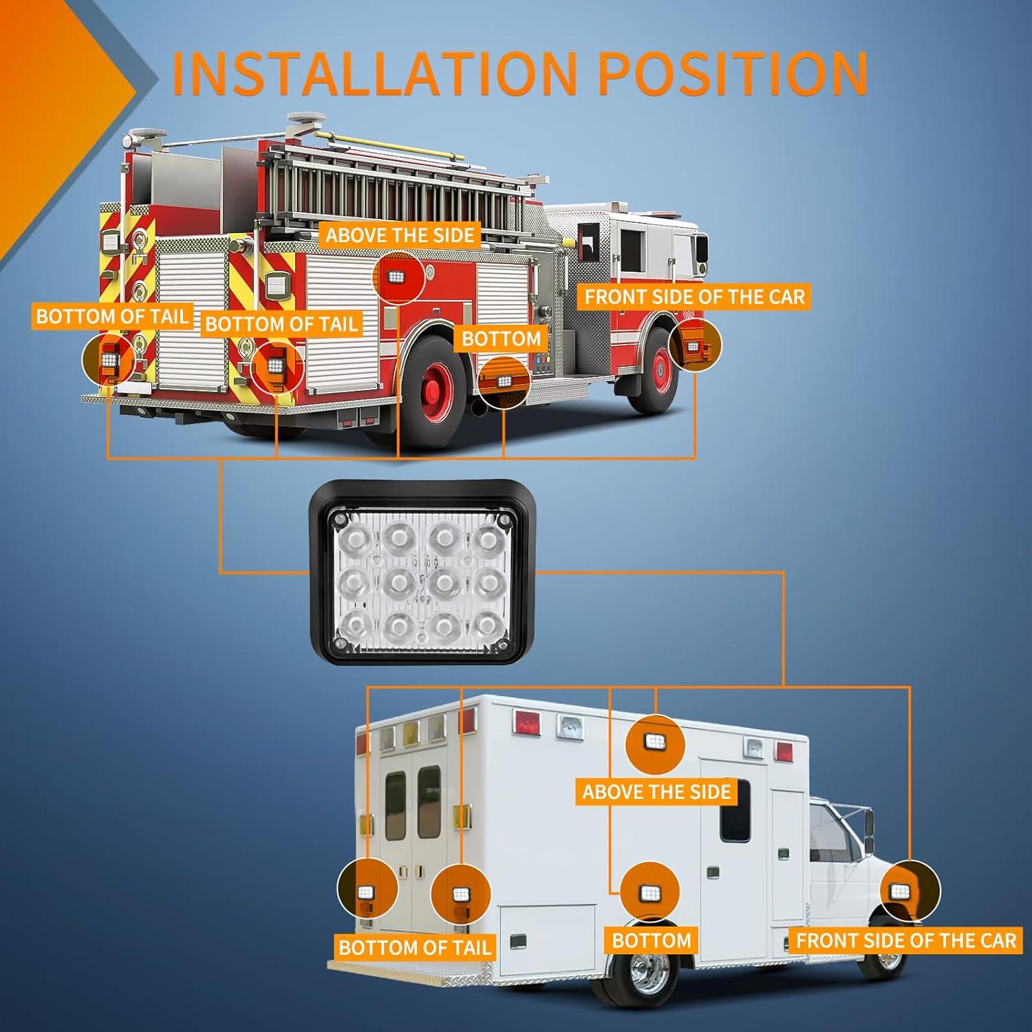 imageNilight 2PCS 42LED Red Wireless Magnetic Strobe Lights Portable Warning Hazard Light Surface Mount Waterproof 5 Patterns for 12V 24V Cars Trucks Van Off Road Vehicles ATV12LED White