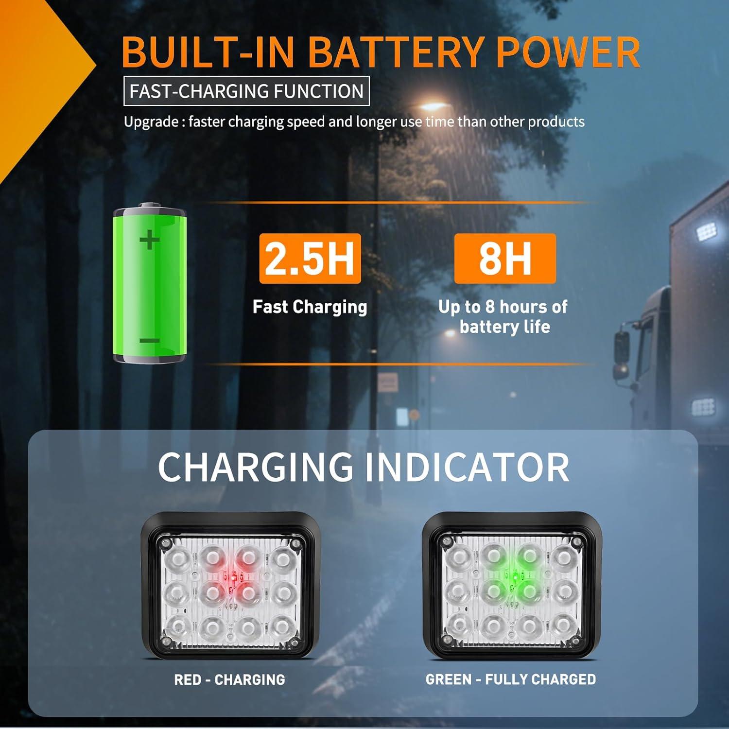 imageNilight 2PCS 42LED Red Wireless Magnetic Strobe Lights Portable Warning Hazard Light Surface Mount Waterproof 5 Patterns for 12V 24V Cars Trucks Van Off Road Vehicles ATV12LED White