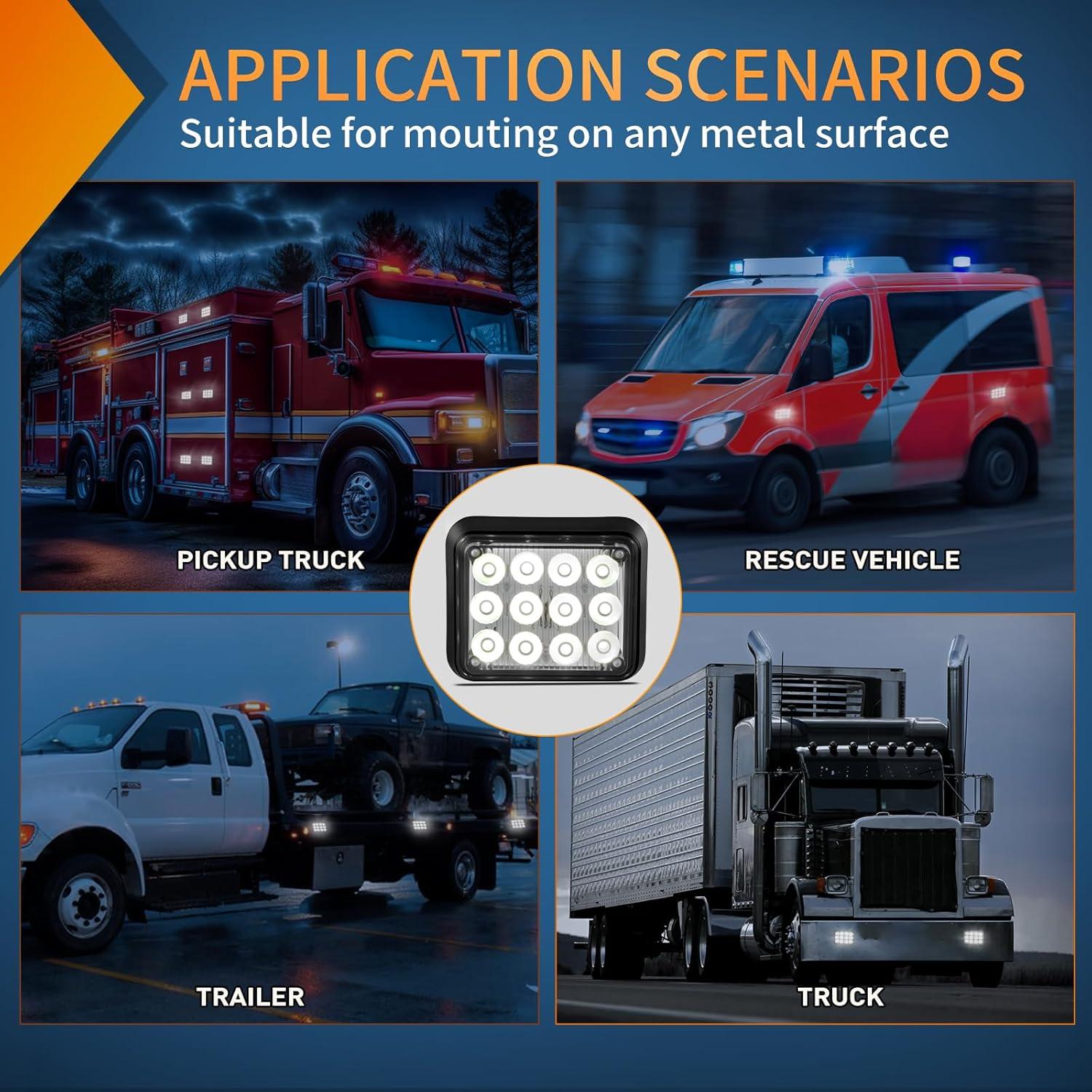 imageNilight 2PCS 42LED Red Wireless Magnetic Strobe Lights Portable Warning Hazard Light Surface Mount Waterproof 5 Patterns for 12V 24V Cars Trucks Van Off Road Vehicles ATV12LED White