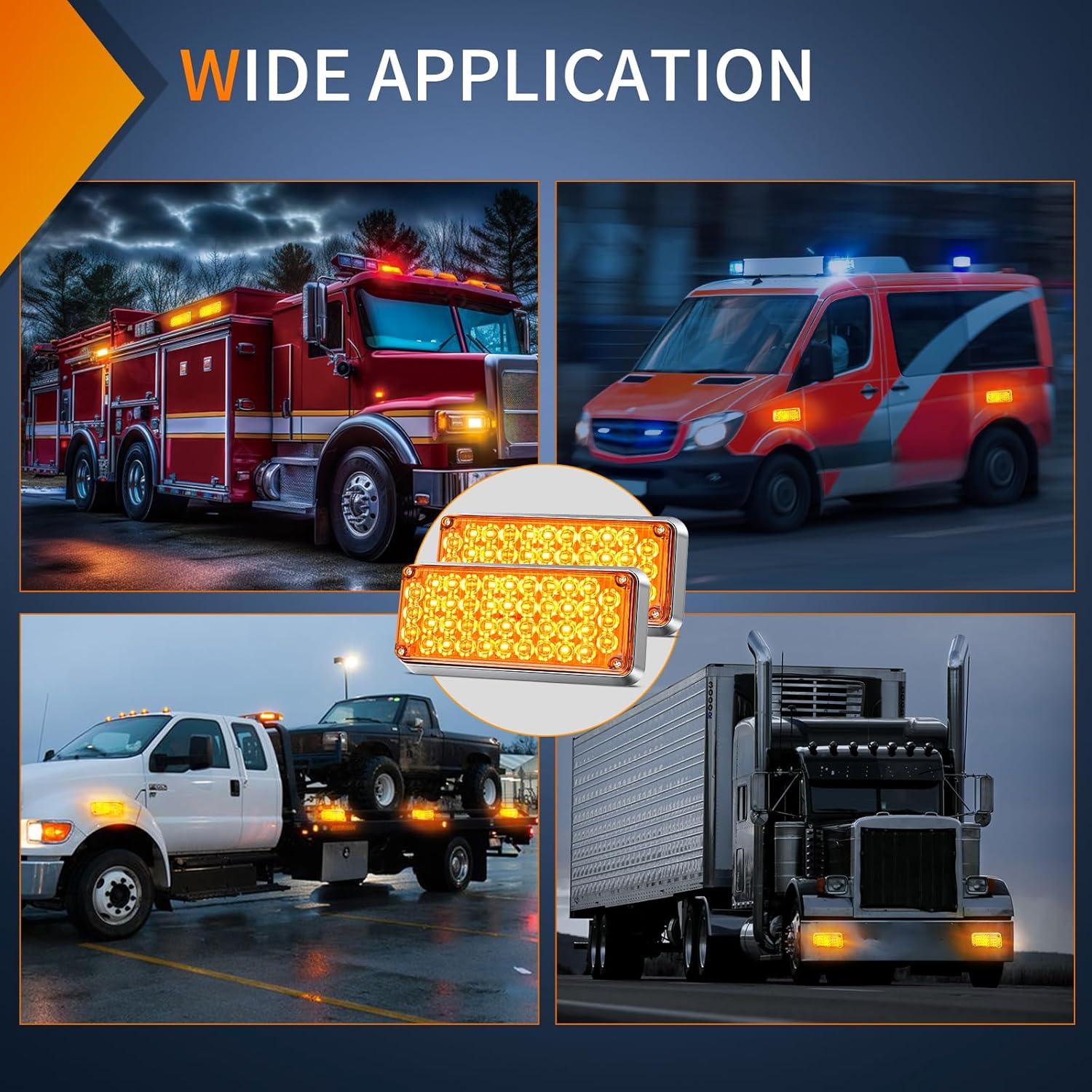 imageNilight 2PCS 42LED Red Wireless Magnetic Strobe Lights Portable Warning Hazard Light Surface Mount Waterproof 5 Patterns for 12V 24V Cars Trucks Van Off Road Vehicles ATV42 LED Amber