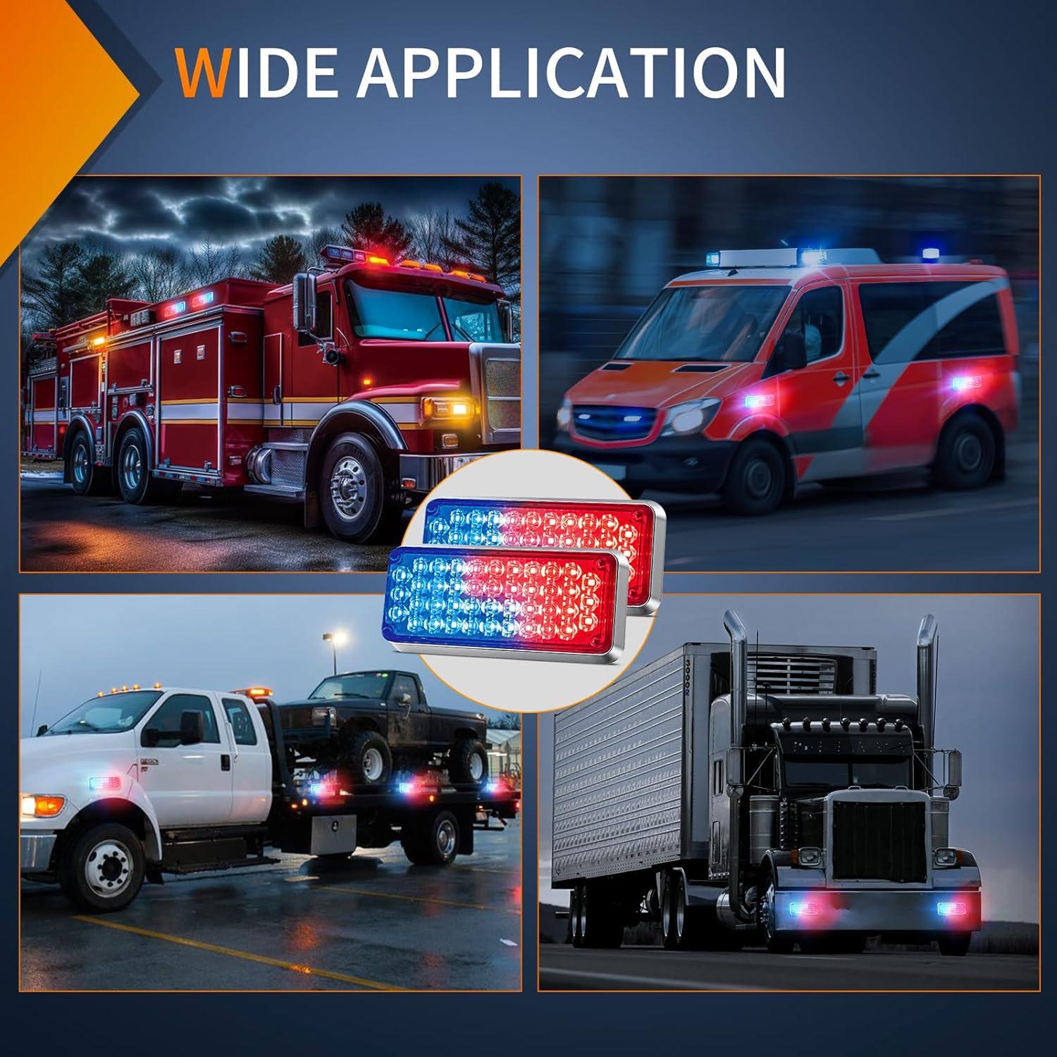 imageNilight 2PCS 42LED Red Wireless Magnetic Strobe Lights Portable Warning Hazard Light Surface Mount Waterproof 5 Patterns for 12V 24V Cars Trucks Van Off Road Vehicles ATV42LED Red Blue