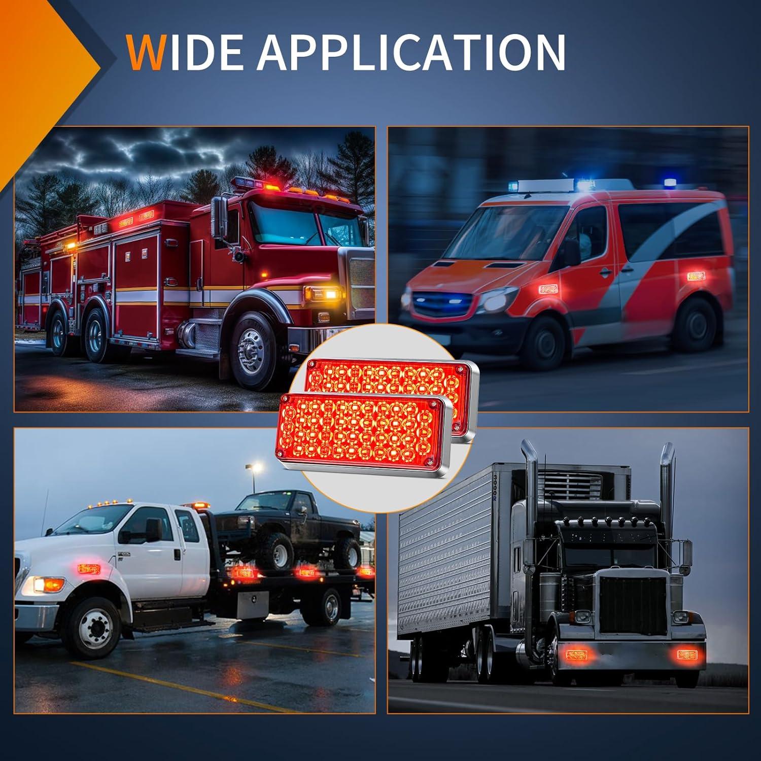 imageNilight 2PCS 42LED Red Wireless Magnetic Strobe Lights Portable Warning Hazard Light Surface Mount Waterproof 5 Patterns for 12V 24V Cars Trucks Van Off Road Vehicles ATV42LED Red