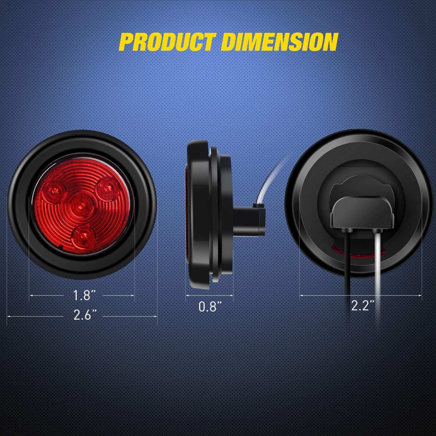 imageNilight 2PCS 4Inch Round Red LED Trailer Tail Lights with 5PCS 4 LED Round Trailer LED Marker Clearance Light for Truck RV Car Bus Trailer Van Caravan Boat 2 Years Warranty