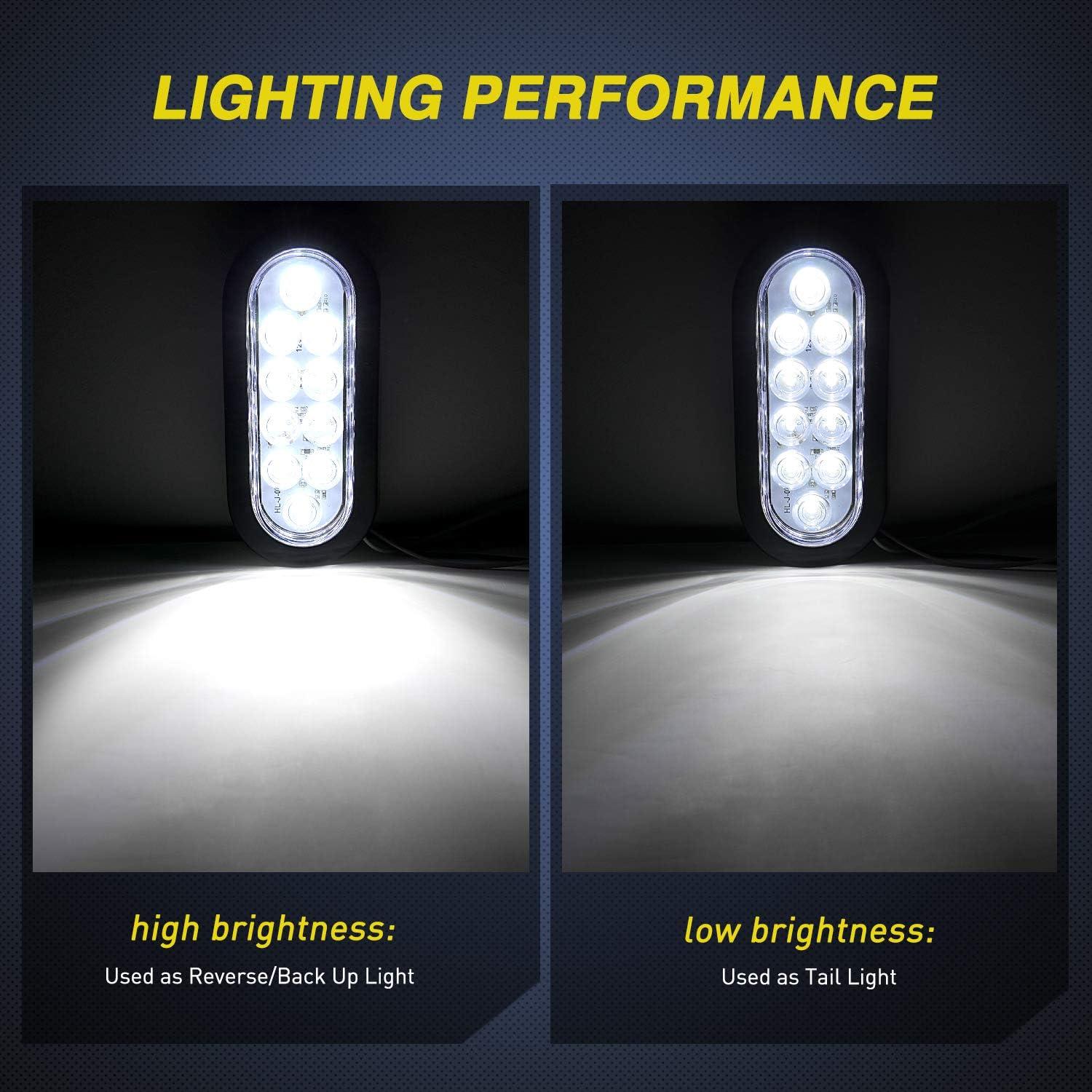 imageNilight 2PCS 6quot Oval White LED Tail Trailer Lights with 10PCS 34 Inch Round Mini LED Clearance Light for Truck RV Car Bus Trailer Van Caravan Boat 2 Years Warranty