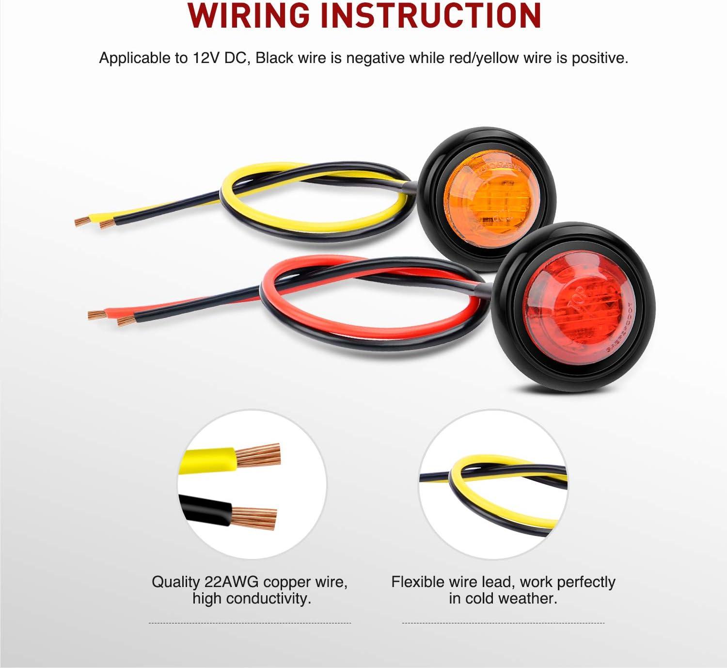 imageNilight 2PCS 6quot Oval White LED Tail Trailer Lights with 10PCS 34 Inch Round Mini LED Clearance Light for Truck RV Car Bus Trailer Van Caravan Boat 2 Years Warranty