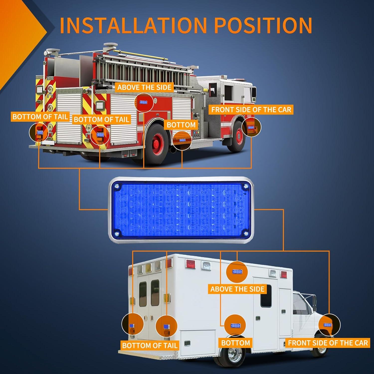 imageNilight 2PCS Blue Strobe Wireless Magnetic Lights Portable Warning Hazard Light Surface Mount Waterproof 5 Patterns for 12V 24V Off Road Eergency Vehicles