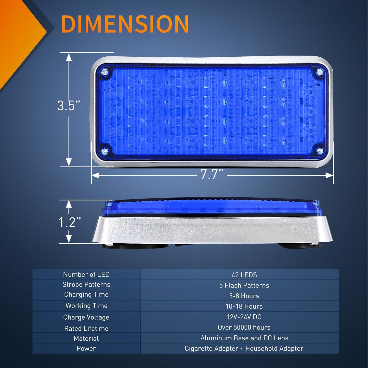 imageNilight 2PCS Blue Strobe Wireless Magnetic Lights Portable Warning Hazard Light Surface Mount Waterproof 5 Patterns for 12V 24V Off Road Eergency Vehicles