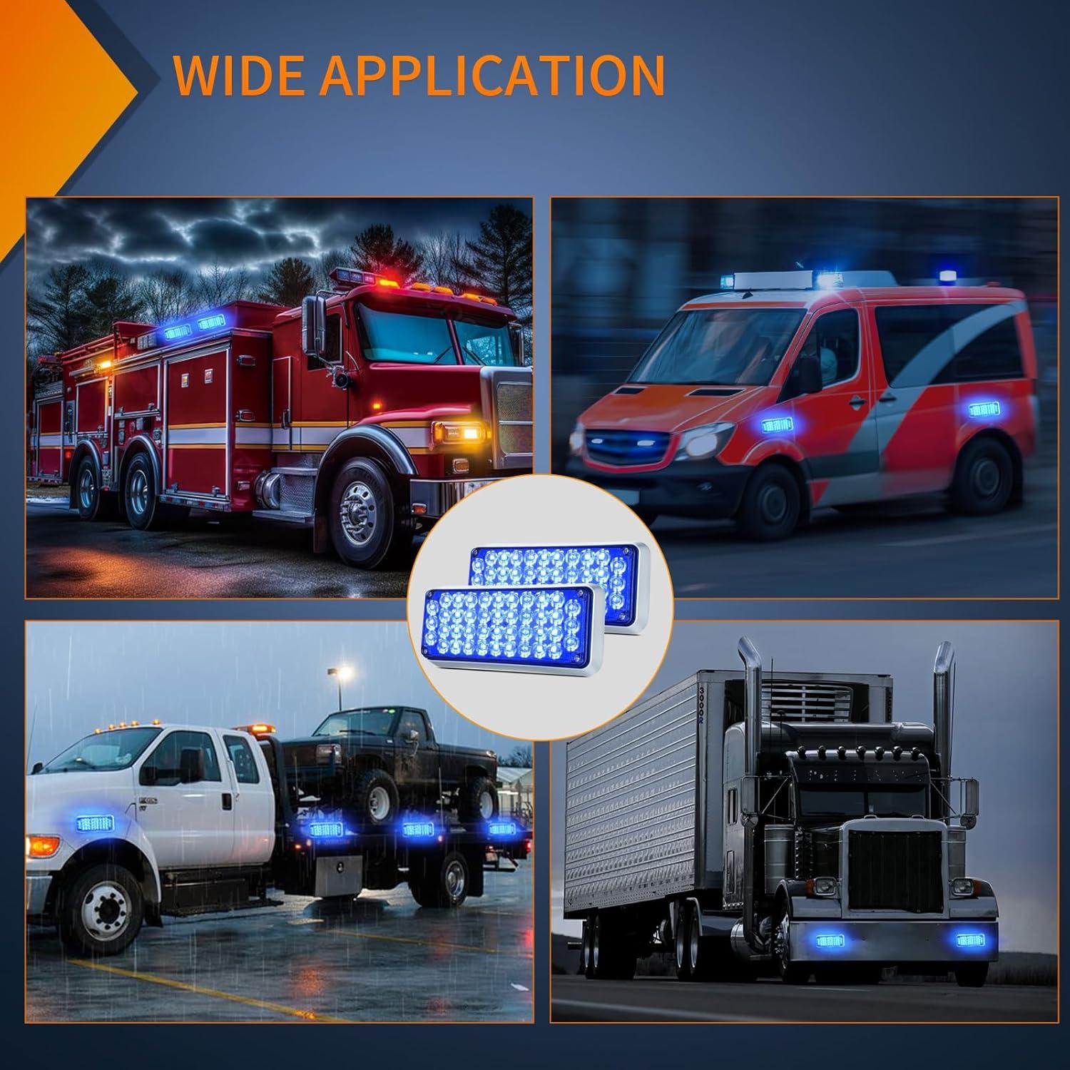 imageNilight 2PCS Blue Strobe Wireless Magnetic Lights Portable Warning Hazard Light Surface Mount Waterproof 5 Patterns for 12V 24V Off Road Eergency Vehicles