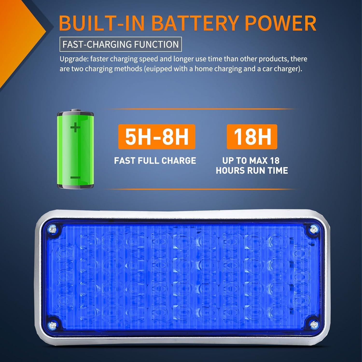 imageNilight 2PCS Blue Strobe Wireless Magnetic Lights Portable Warning Hazard Light Surface Mount Waterproof 5 Patterns for 12V 24V Off Road Eergency Vehicles