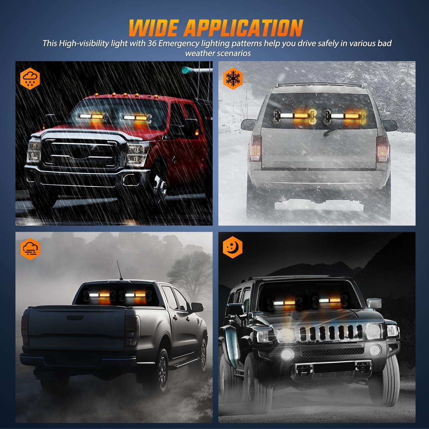 imageNilight 40LED Purple White Emergency Strobe Traffic Advisor Light Bar with Suction Cups Dash Safety Warning Hazard Flashing Lights Interior FrontRear Windshield for Trucks Construction VehiclesAmber White