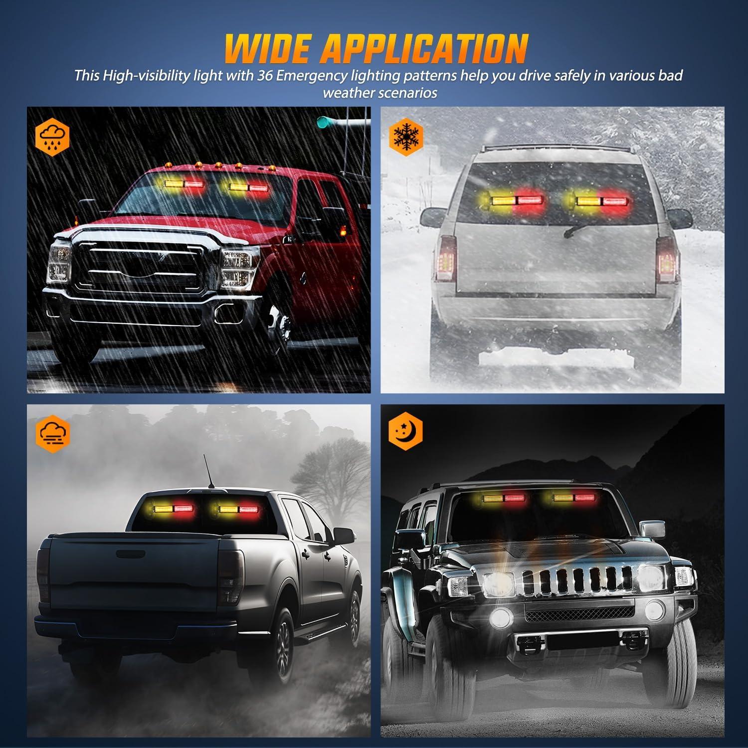 imageNilight 40LED Purple White Emergency Strobe Traffic Advisor Light Bar with Suction Cups Dash Safety Warning Hazard Flashing Lights Interior FrontRear Windshield for Trucks Construction VehiclesAmber Red