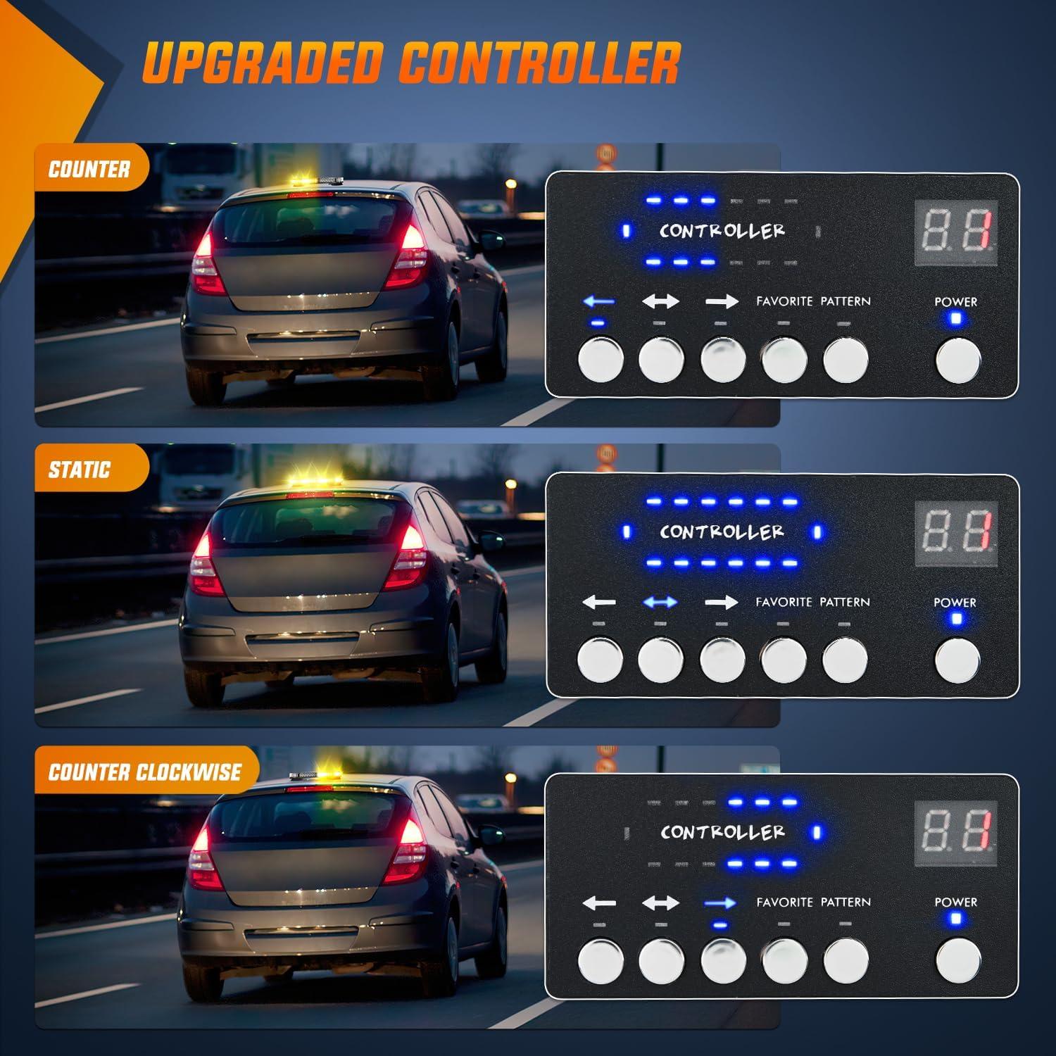 imageNilight 42 LED Roof Top Strobe Lights Hazard Emergency Safety Warning Flashing Light Bar wControl Panel Magnetic Mount 12V 24V Car Truck Tractor Snow Plow Construction VehiclesAmber White