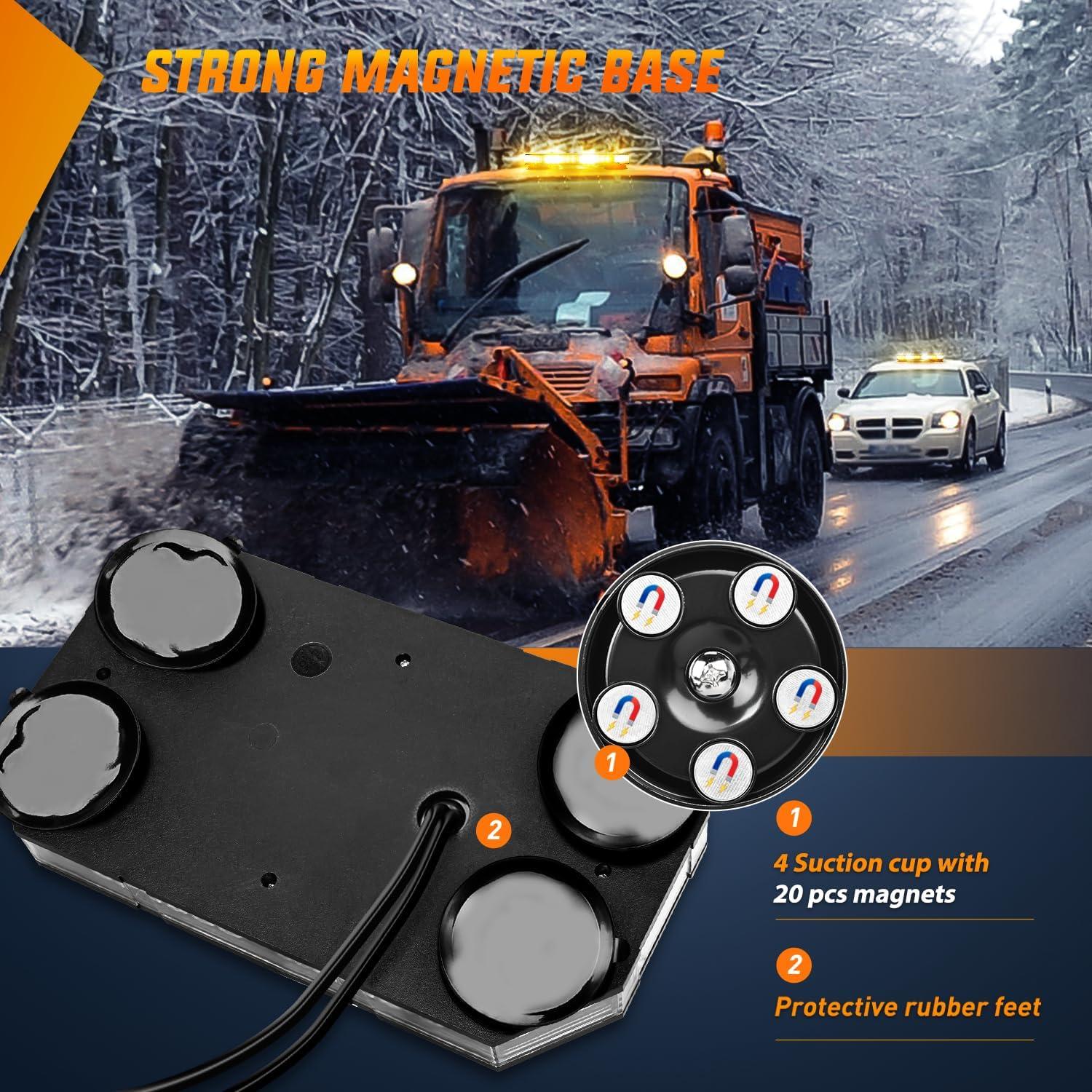 imageNilight 42 LED Roof Top Strobe Lights Hazard Emergency Safety Warning Flashing Light Bar wControl Panel Magnetic Mount 12V 24V Car Truck Tractor Snow Plow Construction VehiclesAmber White