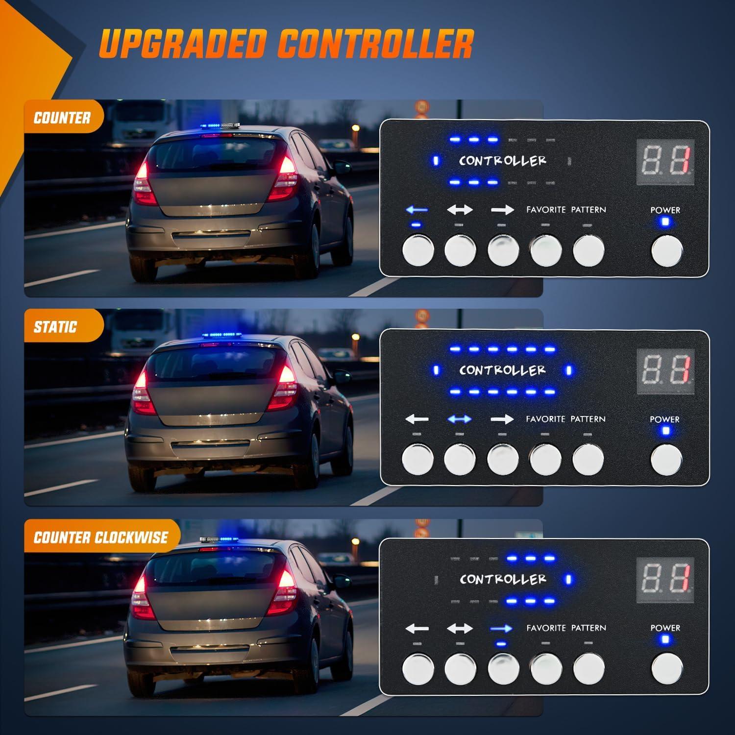 imageNilight 42 LED Roof Top Strobe Lights Hazard Emergency Safety Warning Flashing Light Bar wControl Panel Magnetic Mount 12V 24V Car Truck Tractor Snow Plow Construction VehiclesBlue