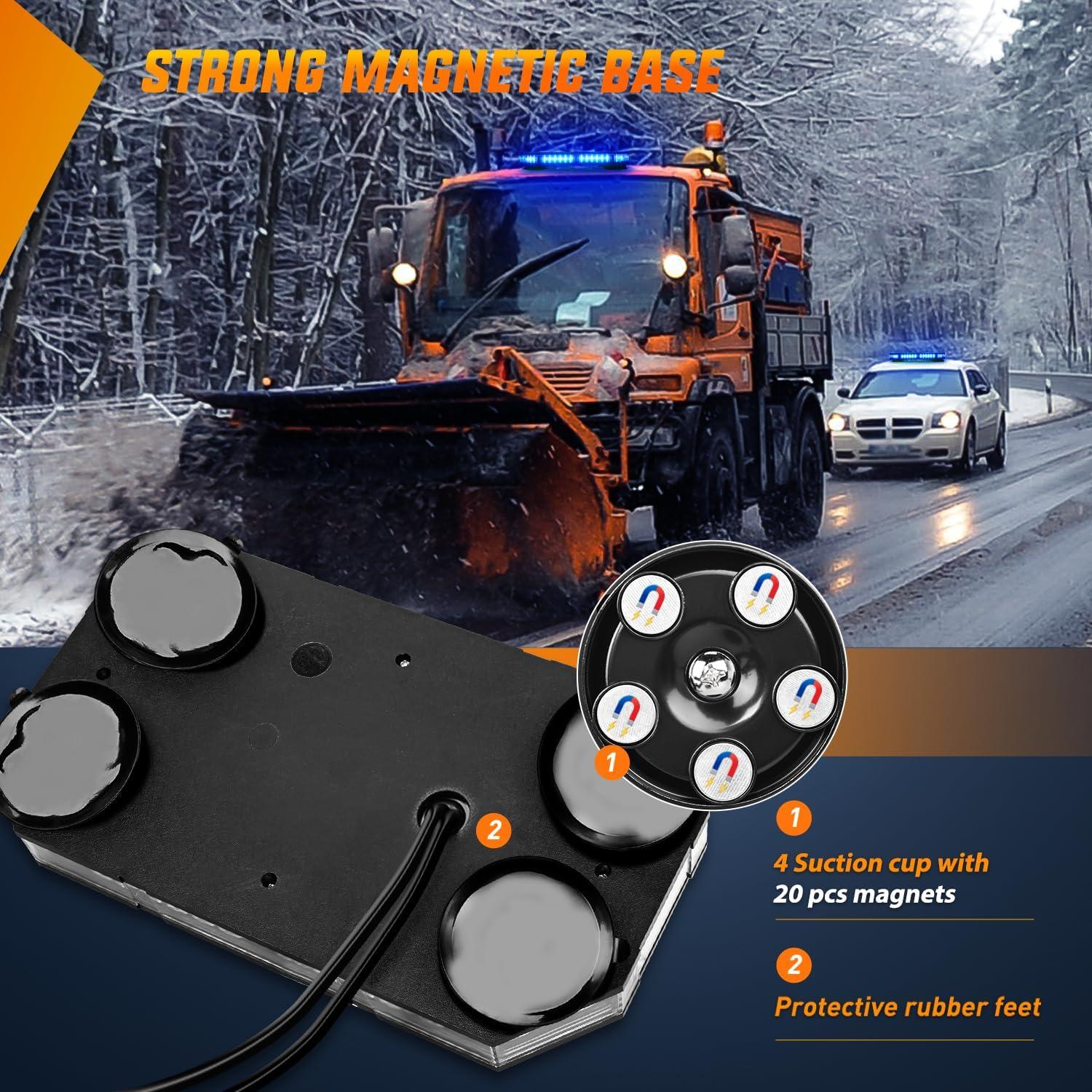 imageNilight 42 LED Roof Top Strobe Lights Hazard Emergency Safety Warning Flashing Light Bar wControl Panel Magnetic Mount 12V 24V Car Truck Tractor Snow Plow Construction VehiclesBlue