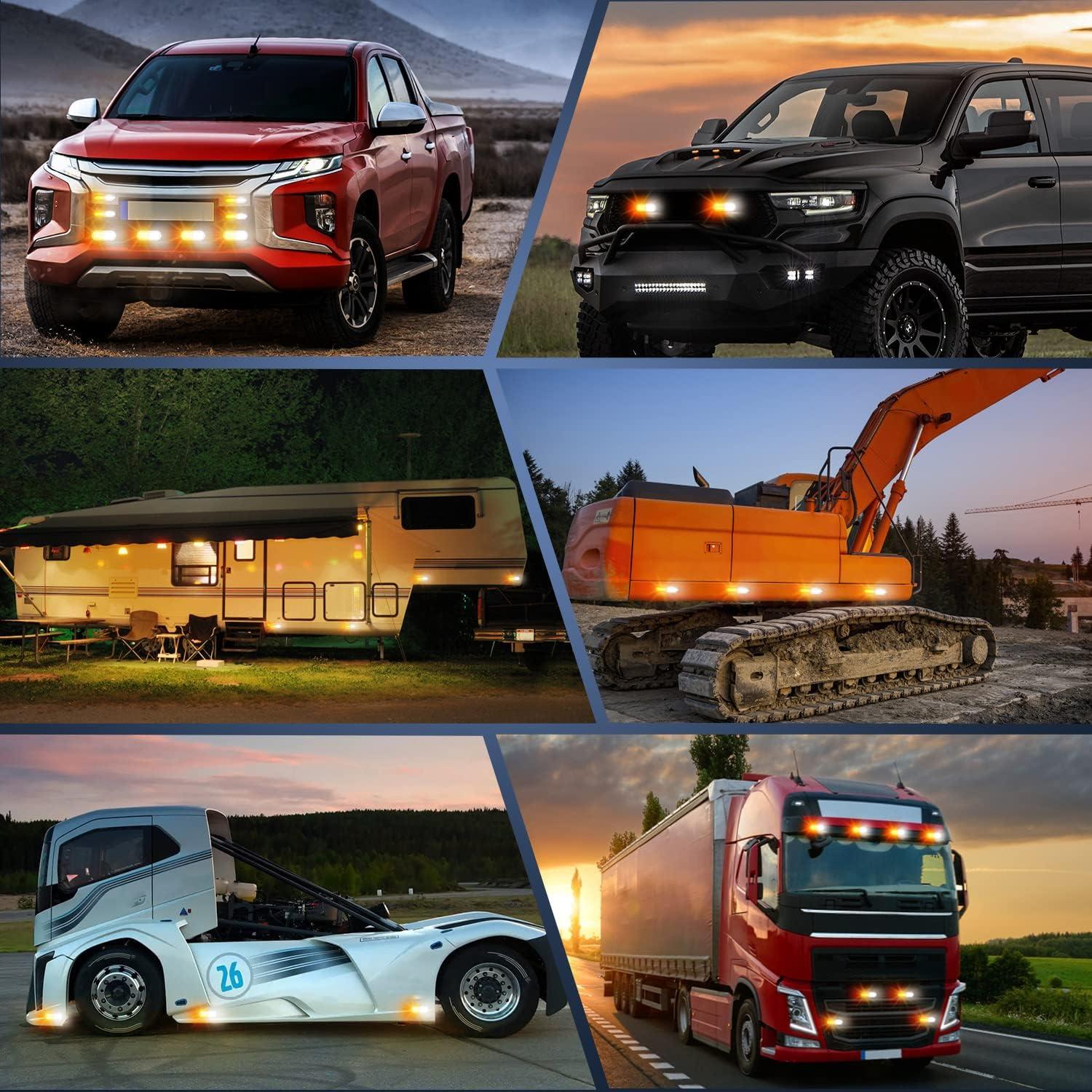 imageNilight 4PCS LED Strobe lights 12V 24V Sync Feature Amber Green 24LED Emergency Hazard Warning Lights with Controller Hard Wire or Cigarette Lighter Plug for Car Truck RVs CampersAmberWhite Lights 4Pcs