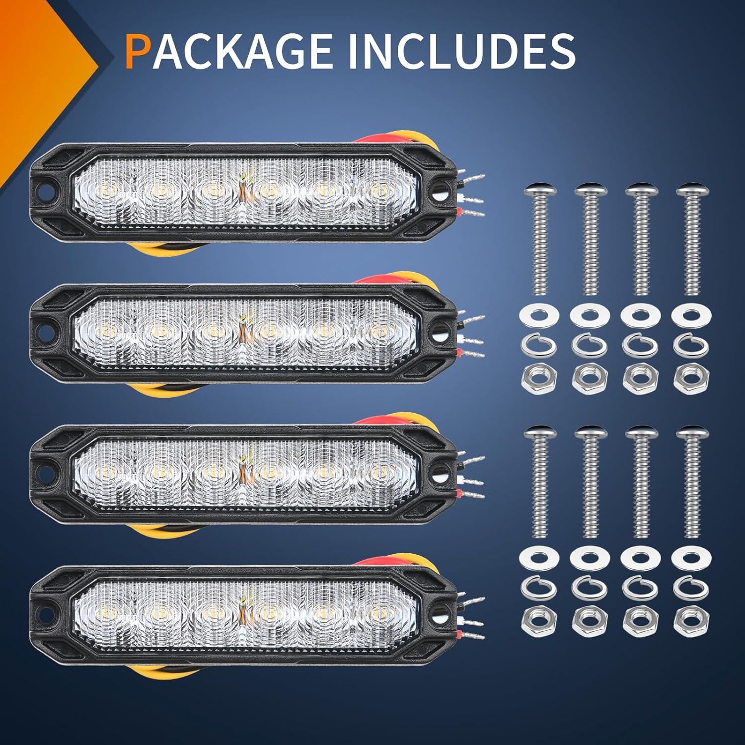 imageNilight 6LED Emergency Strobe Lights 4PCS Ultra Slim Surface Mount Hazard Caution Light bar 1224V Sync Feature Warning Flashing Light kit for Truck Car Vehicle ATV SUV UTV Purple and WhiteWhite