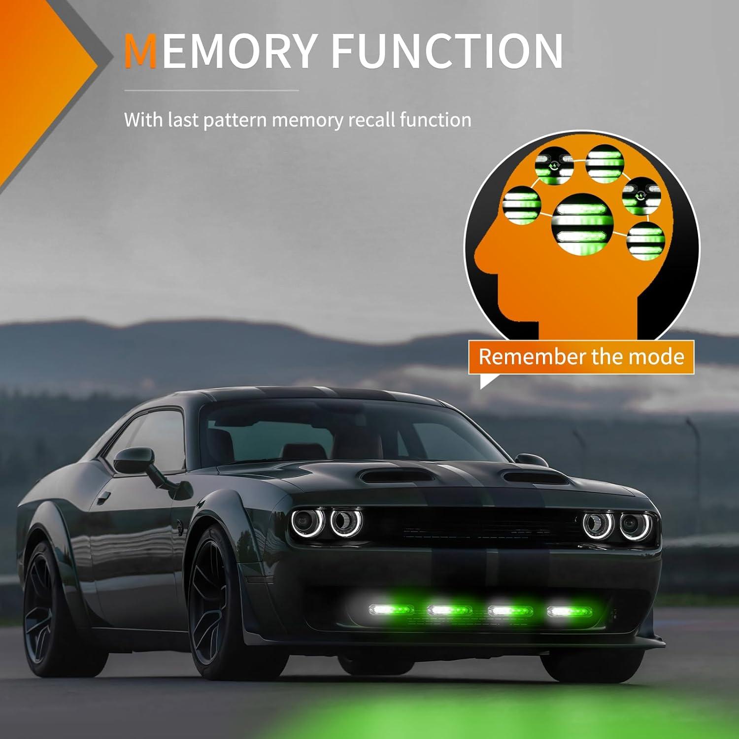 imageNilight 6LED Emergency Strobe Lights 4PCS Ultra Slim Surface Mount Hazard Caution Light bar 1224V Sync Feature Warning Flashing Light kit for Truck Car Vehicle ATV SUV UTV Purple and WhiteGreen White