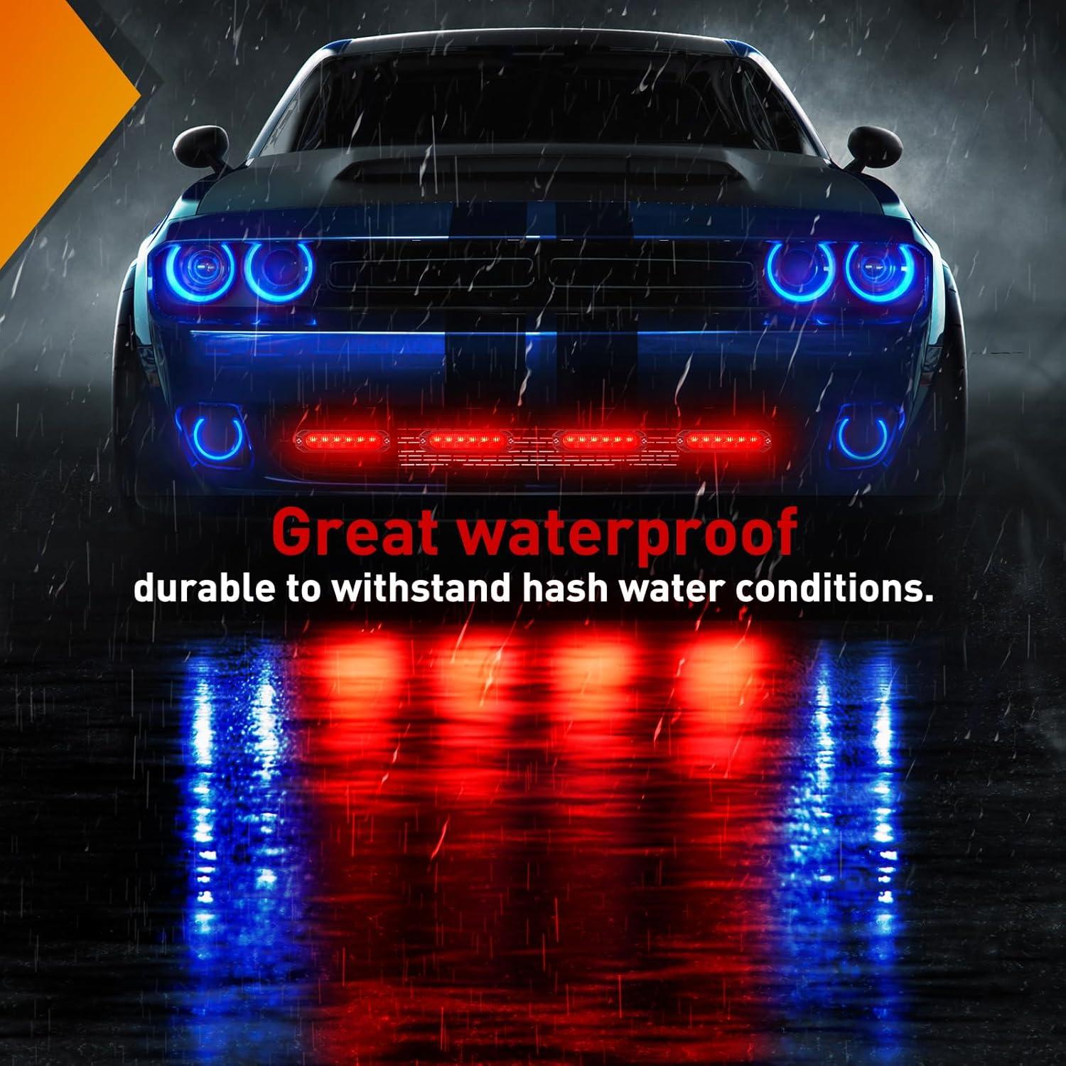 imageNilight 6LED Emergency Strobe Lights 4PCS Ultra Slim Surface Mount Hazard Caution Light bar 1224V Sync Feature Warning Flashing Light kit for Truck Car Vehicle ATV SUV UTV Purple and Whiteclear
