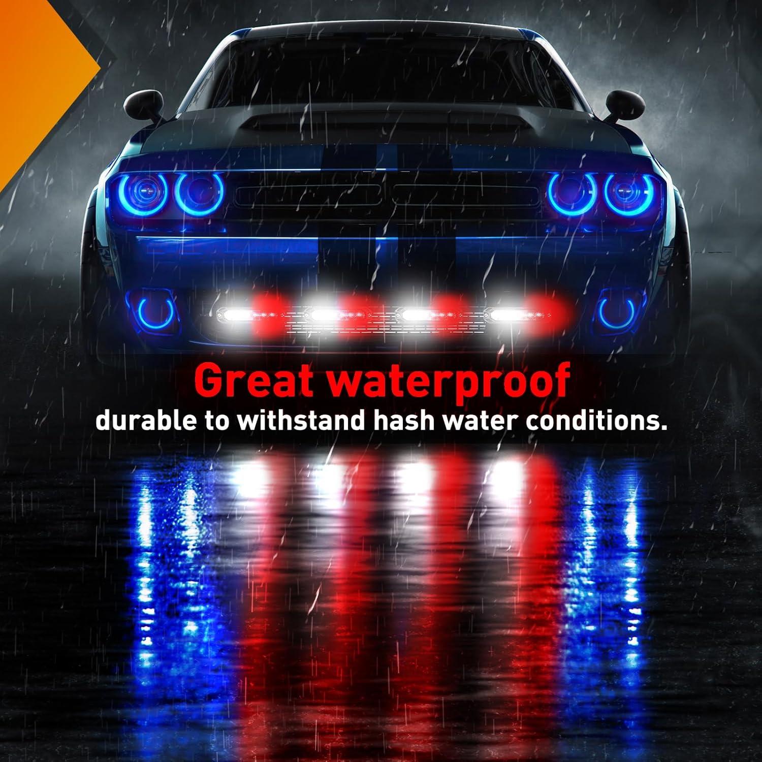 imageNilight 6LED Emergency Strobe Lights 4PCS Ultra Slim Surface Mount Hazard Caution Light bar 1224V Sync Feature Warning Flashing Light kit for Truck Car Vehicle ATV SUV UTV Purple and WhiteRed and White