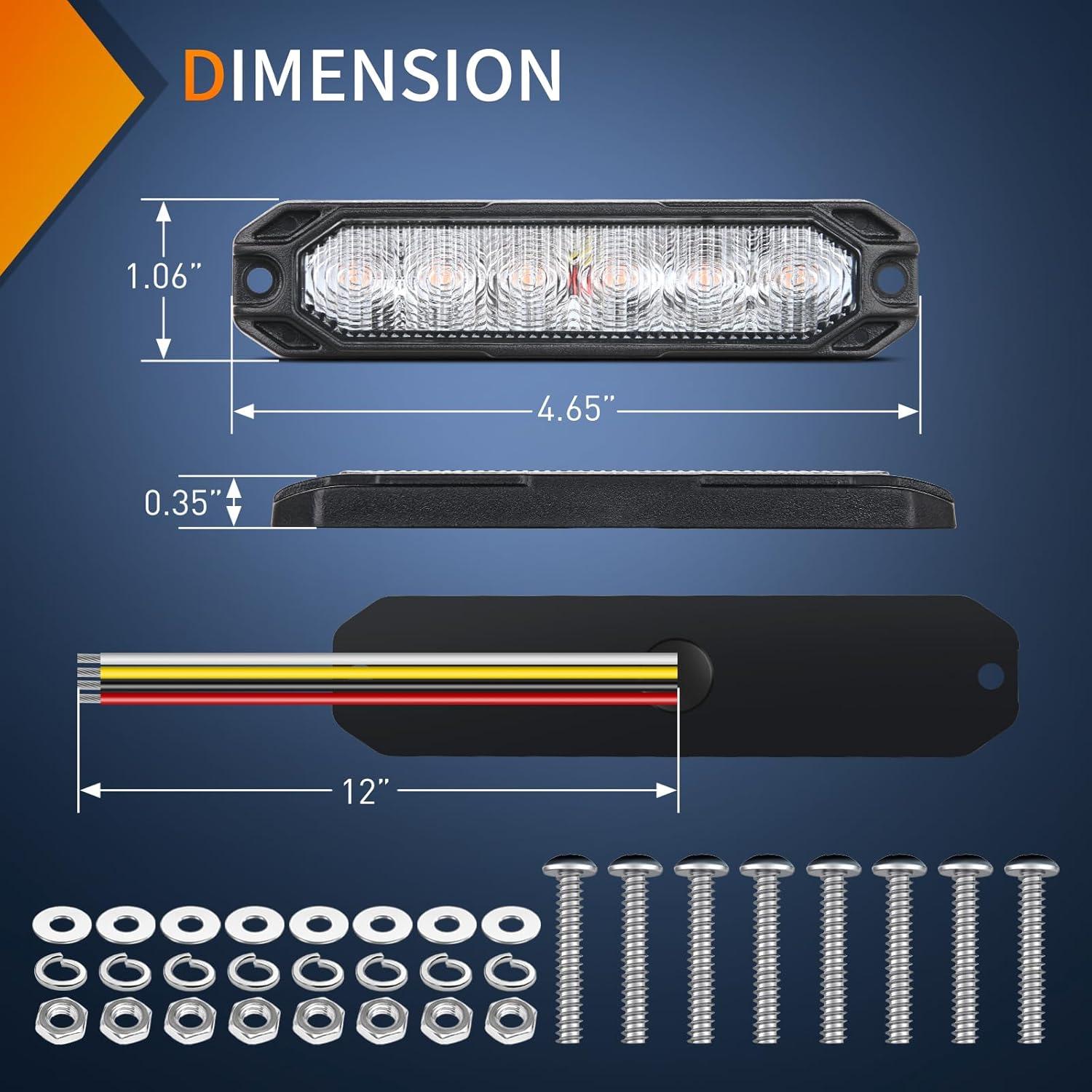 imageNilight 6LED Emergency Strobe Lights 4PCS Ultra Slim Surface Mount Hazard Caution Light bar 1224V Sync Feature Warning Flashing Light kit for Truck Car Vehicle ATV SUV UTV Purple and WhitePurple