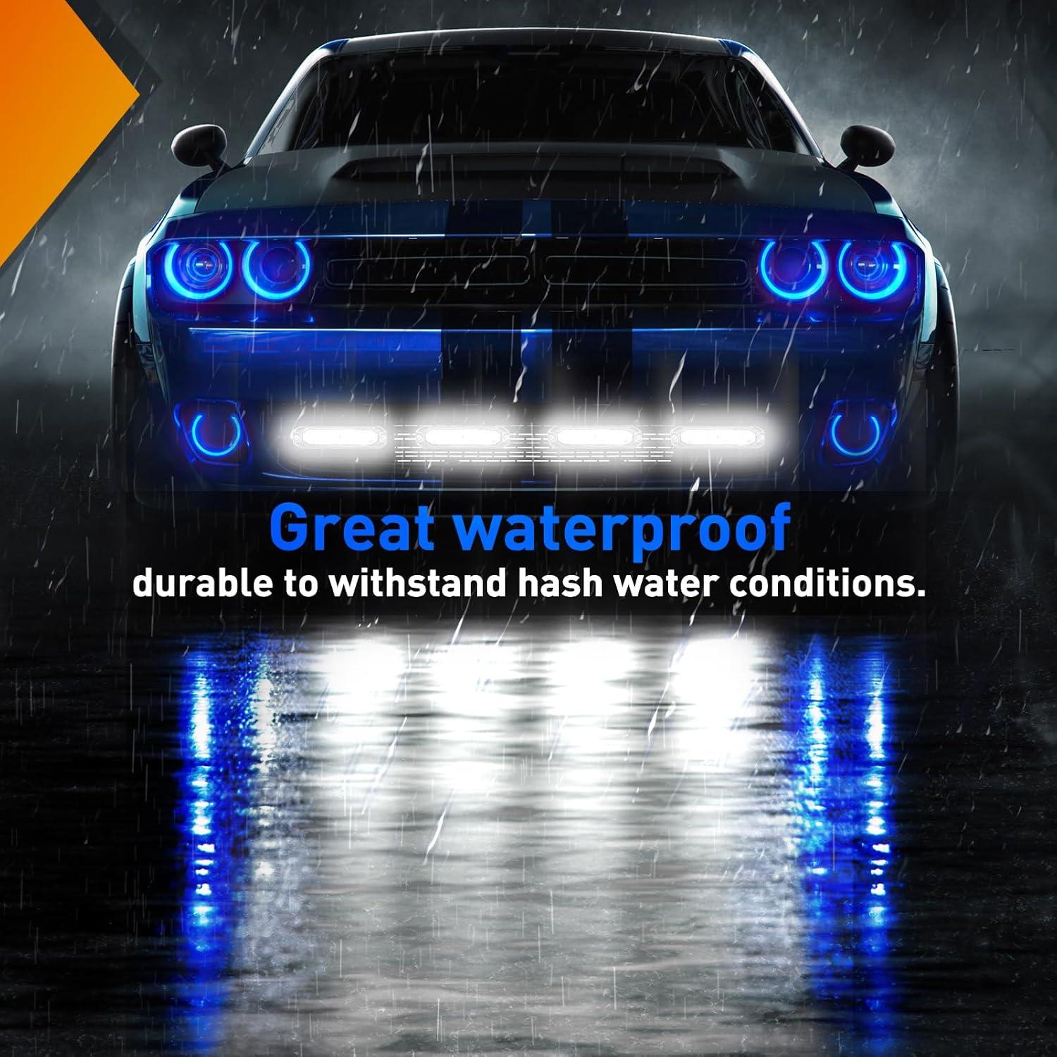 imageNilight 6LED Emergency Strobe Lights 4PCS Ultra Slim Surface Mount Hazard Caution Light bar 1224V Sync Feature Warning Flashing Light kit for Truck Car Vehicle ATV SUV UTV Purple and WhiteWhite