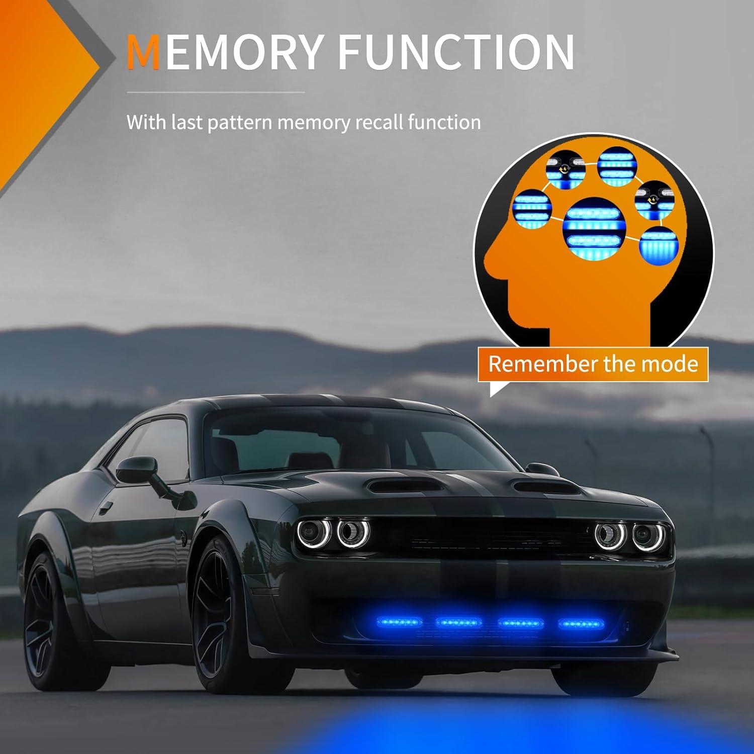 imageNilight 6LED Emergency Strobe Lights 4PCS Ultra Slim Surface Mount Hazard Caution Light bar 1224V Sync Feature Warning Flashing Light kit for Truck Car Vehicle ATV SUV UTV Purple and WhiteBlue