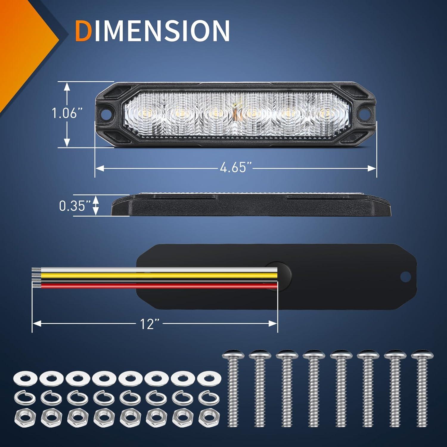 imageNilight 6LED Emergency Strobe Lights 4PCS Ultra Slim Surface Mount Hazard Caution Light bar 1224V Sync Feature Warning Flashing Light kit for Truck Car Vehicle ATV SUV UTV Purple and WhiteWhite