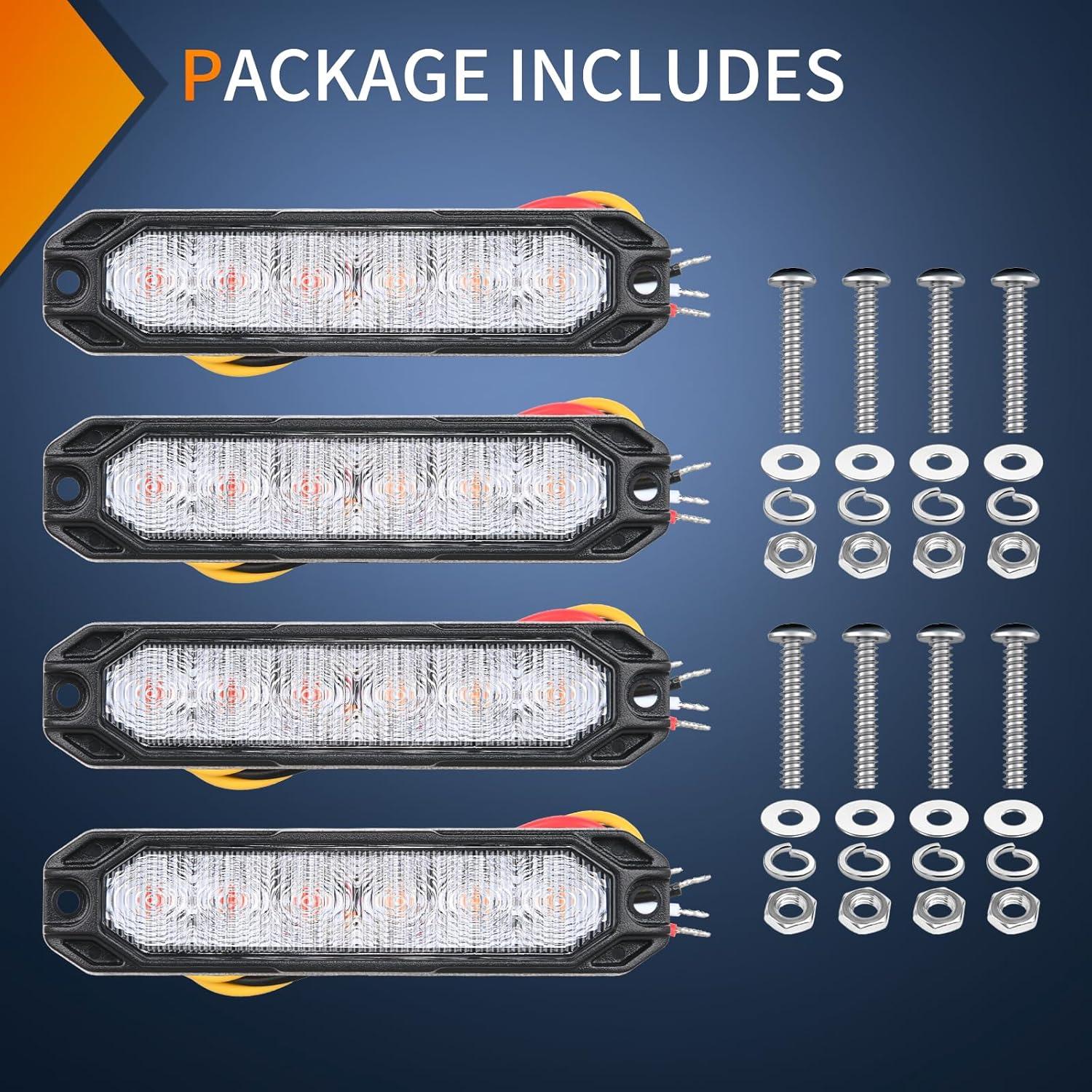 imageNilight 6LED Emergency Strobe Lights 4PCS Ultra Slim Surface Mount Hazard Caution Light bar 1224V Sync Feature Warning Flashing Light kit for Truck Car Vehicle ATV SUV UTV Purple and WhiteRed and Yellow