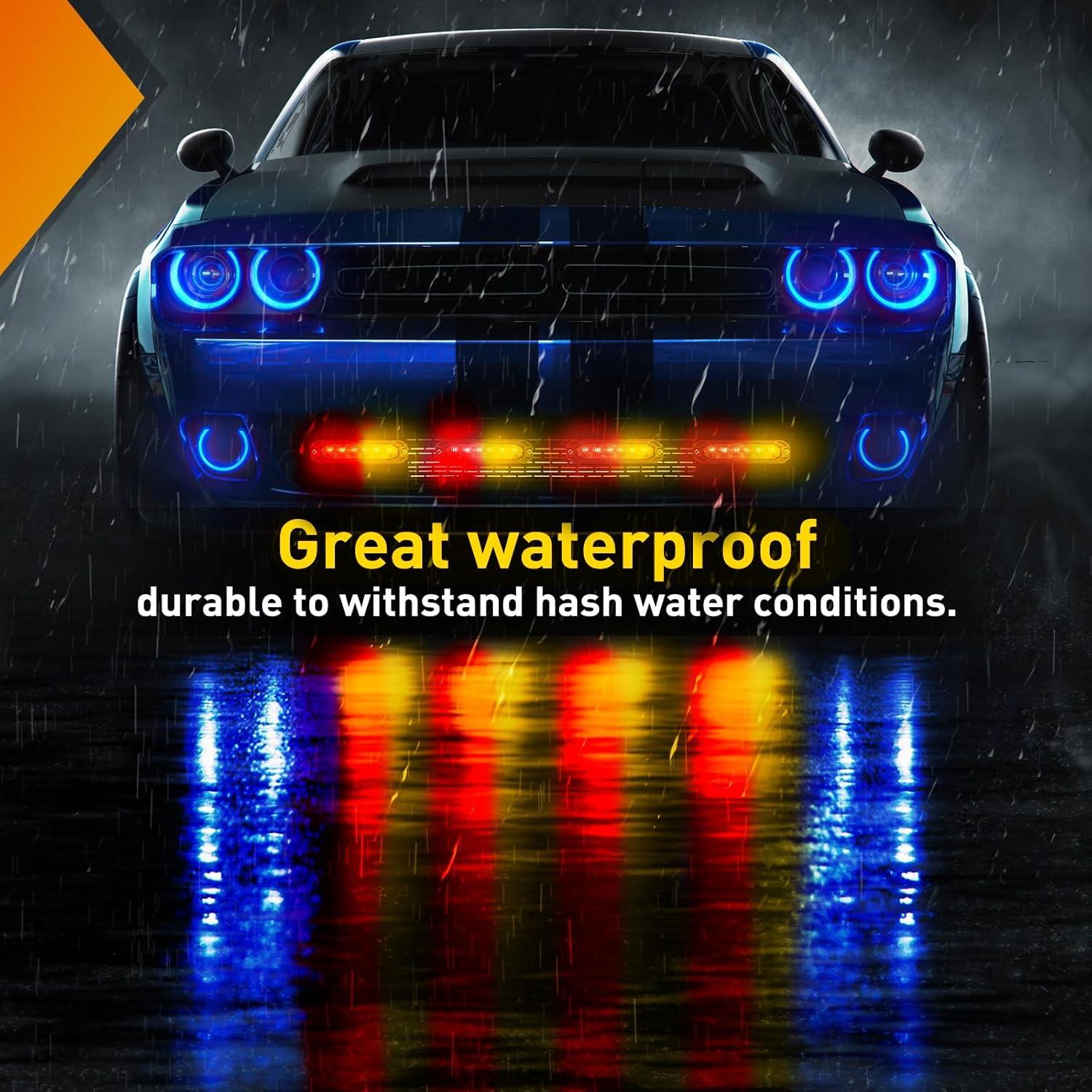 imageNilight 6LED Emergency Strobe Lights 4PCS Ultra Slim Surface Mount Hazard Caution Light bar 1224V Sync Feature Warning Flashing Light kit for Truck Car Vehicle ATV SUV UTV Purple and WhiteRed and Yellow