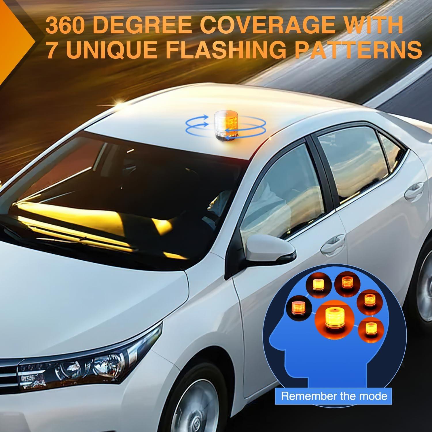 imageNilight Amber Beacon Light 12V24V Aluminum Base Flashing Safety Warning Lights Permanent ampamp Magnet Mount LED Emergency Rotating Strobe Light for Forklift Truck Tractor UTV Snow Plow 2 Years WarrantyAmber White