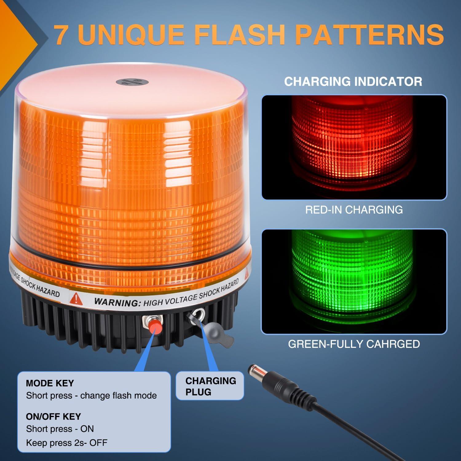 imageNilight Amber Beacon Light 12V24V Aluminum Base Flashing Safety Warning Lights Permanent ampamp Magnet Mount LED Emergency Rotating Strobe Light for Forklift Truck Tractor UTV Snow Plow 2 Years WarrantyAmber