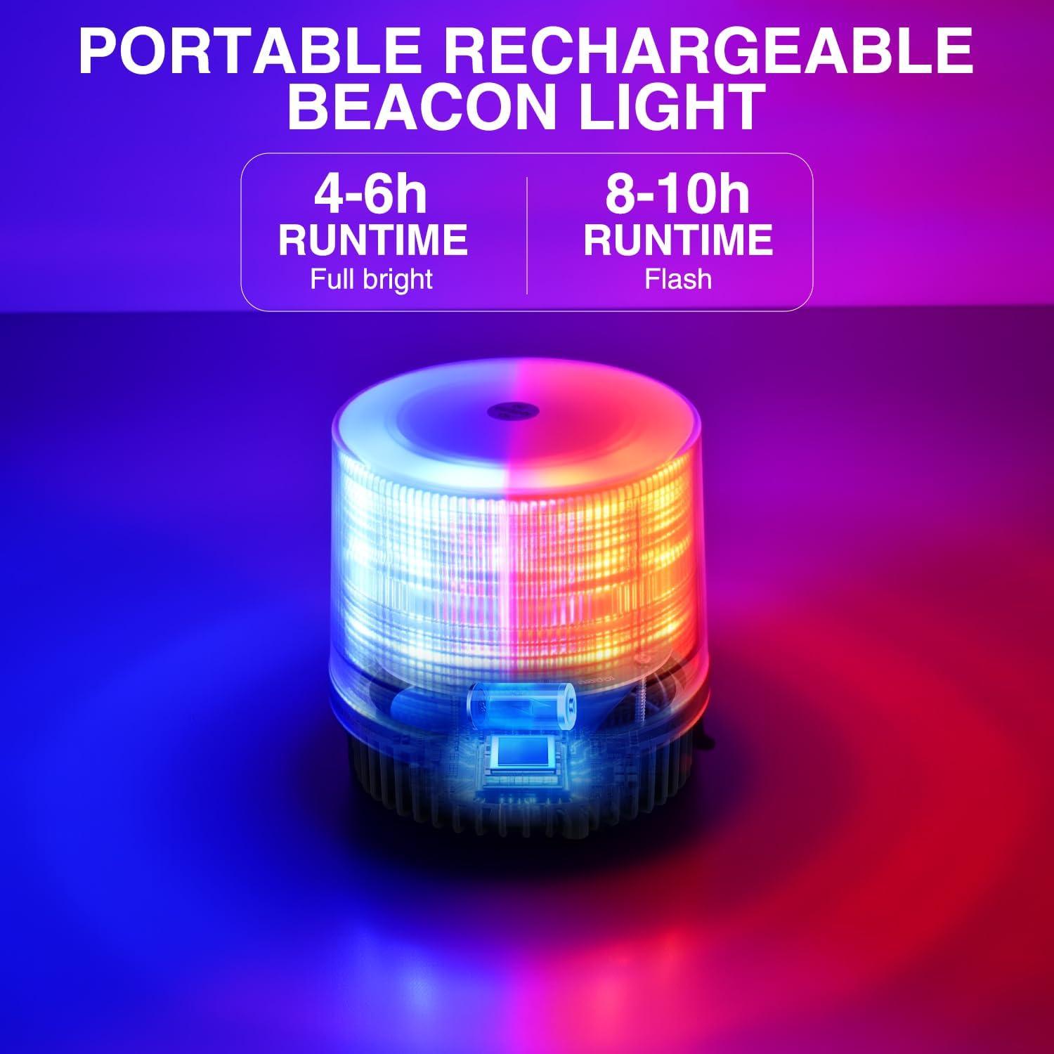 imageNilight Amber Beacon Light 12V24V Aluminum Base Flashing Safety Warning Lights Permanent ampamp Magnet Mount LED Emergency Rotating Strobe Light for Forklift Truck Tractor UTV Snow Plow 2 Years WarrantyRed Blue