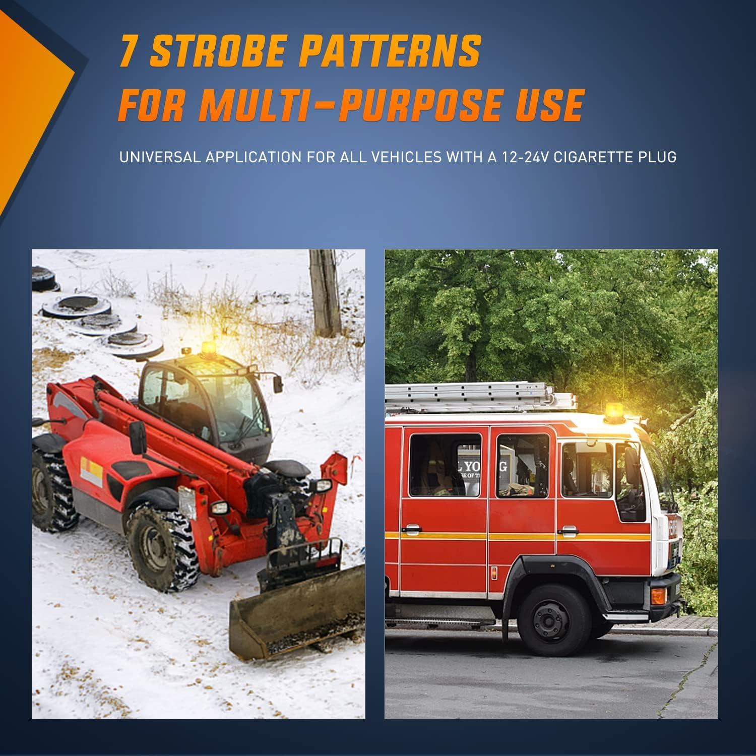 imageNilight Amber Beacon Light 12V24V Aluminum Base Flashing Safety Warning Lights Permanent ampamp Magnet Mount LED Emergency Rotating Strobe Light for Forklift Truck Tractor UTV Snow Plow 2 Years WarrantyABS Base