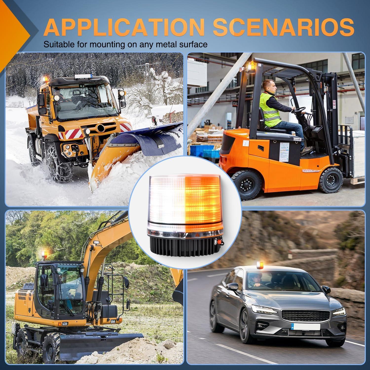 imageNilight Amber Beacon Light 12V24V Aluminum Base Flashing Safety Warning Lights Permanent ampamp Magnet Mount LED Emergency Rotating Strobe Light for Forklift Truck Tractor UTV Snow Plow 2 Years WarrantyAmber White