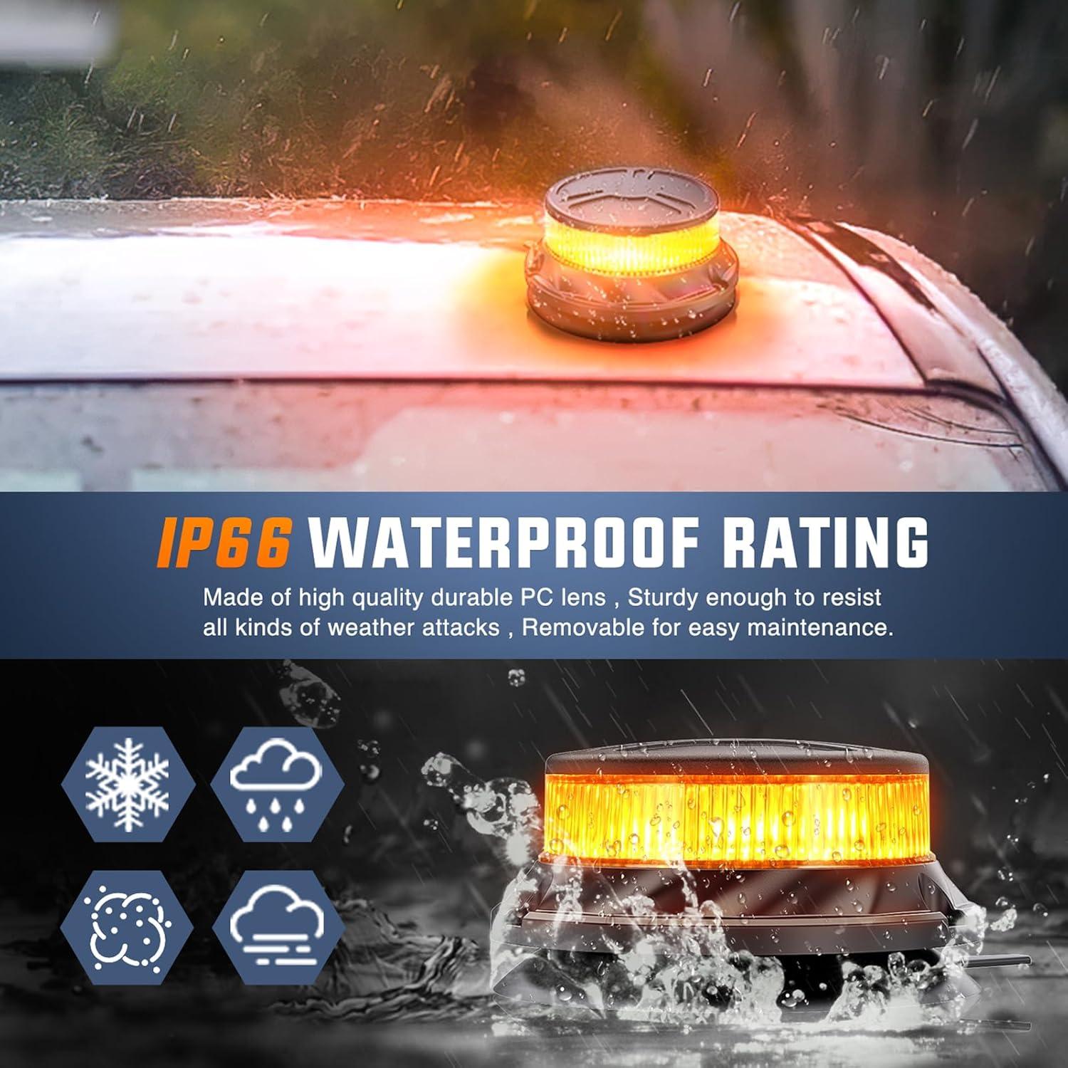 imageNilight Amber Beacon Light 12V24V Aluminum Base Flashing Safety Warning Lights Permanent ampamp Magnet Mount LED Emergency Rotating Strobe Light for Forklift Truck Tractor UTV Snow Plow 2 Years WarrantyAluminum Base