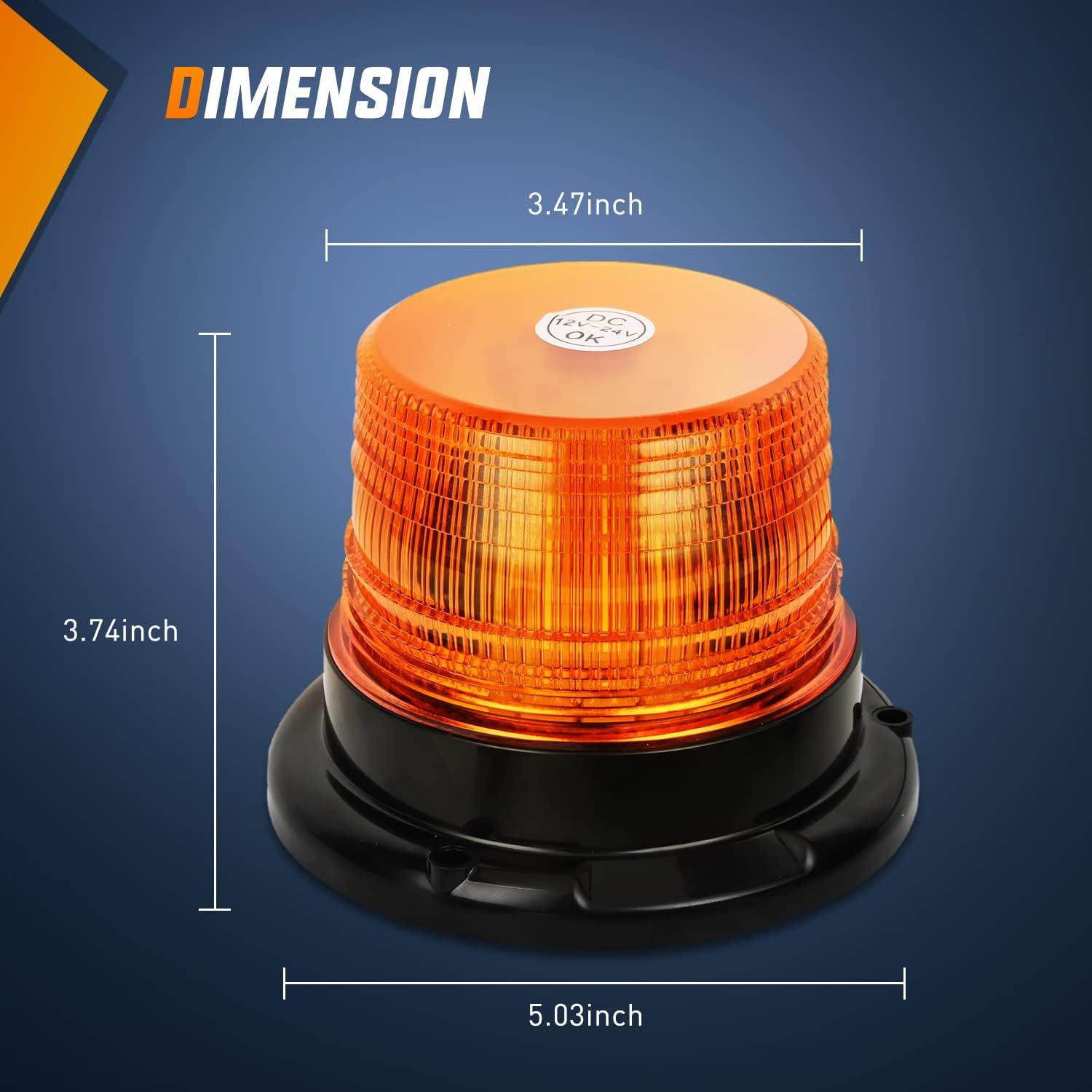 imageNilight Amber Beacon Light 12V24V Aluminum Base Flashing Safety Warning Lights Permanent ampamp Magnet Mount LED Emergency Rotating Strobe Light for Forklift Truck Tractor UTV Snow Plow 2 Years WarrantyABS Base