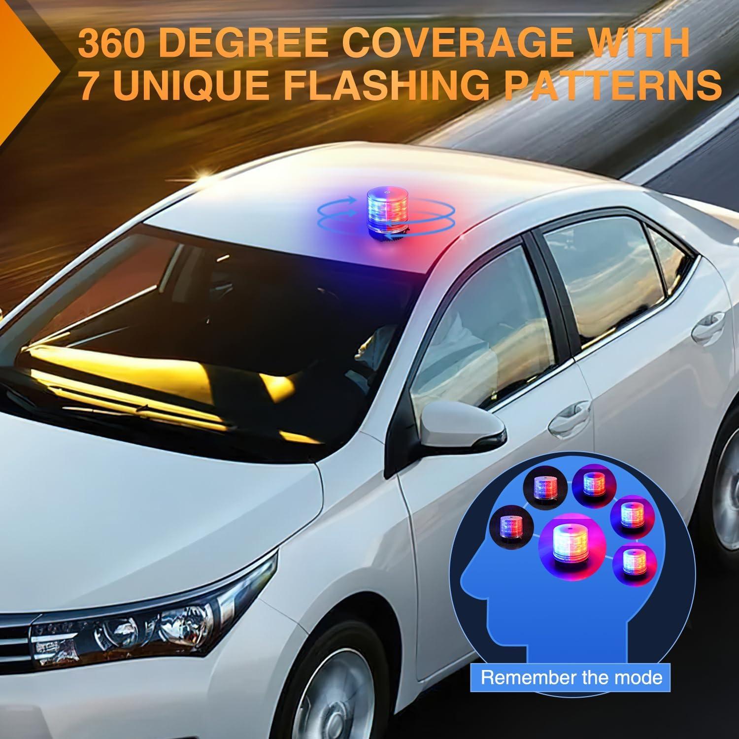 imageNilight Amber Beacon Light 12V24V Aluminum Base Flashing Safety Warning Lights Permanent ampamp Magnet Mount LED Emergency Rotating Strobe Light for Forklift Truck Tractor UTV Snow Plow 2 Years WarrantyRed Blue