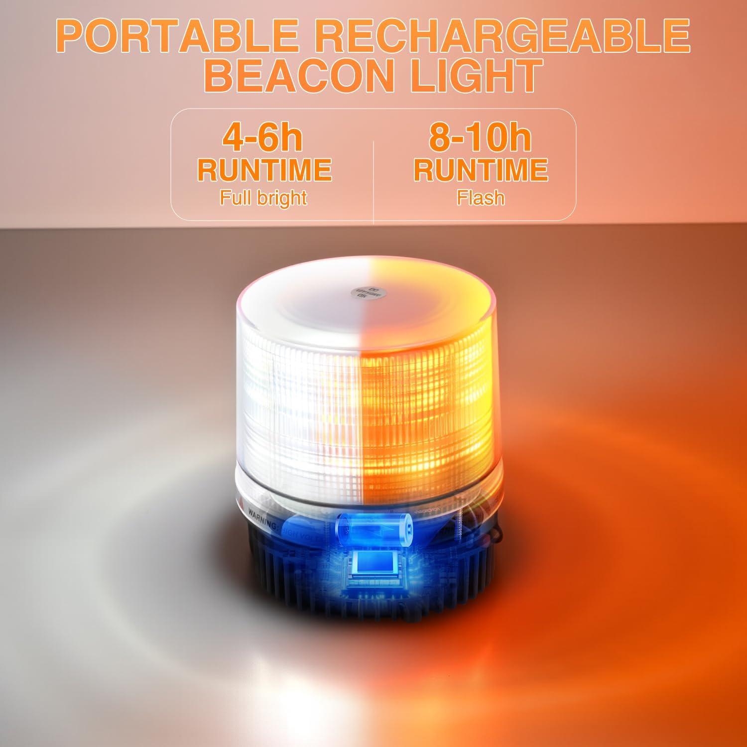 imageNilight Amber Beacon Light 12V24V Aluminum Base Flashing Safety Warning Lights Permanent ampamp Magnet Mount LED Emergency Rotating Strobe Light for Forklift Truck Tractor UTV Snow Plow 2 Years WarrantyAmber White