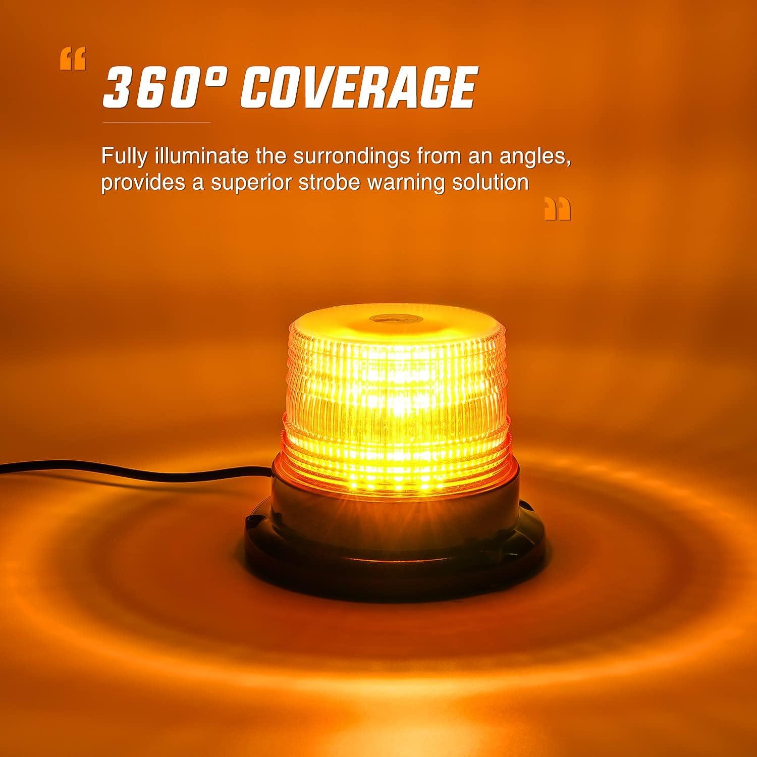 imageNilight Amber Beacon Light 12V24V Aluminum Base Flashing Safety Warning Lights Permanent ampamp Magnet Mount LED Emergency Rotating Strobe Light for Forklift Truck Tractor UTV Snow Plow 2 Years WarrantyABS Base