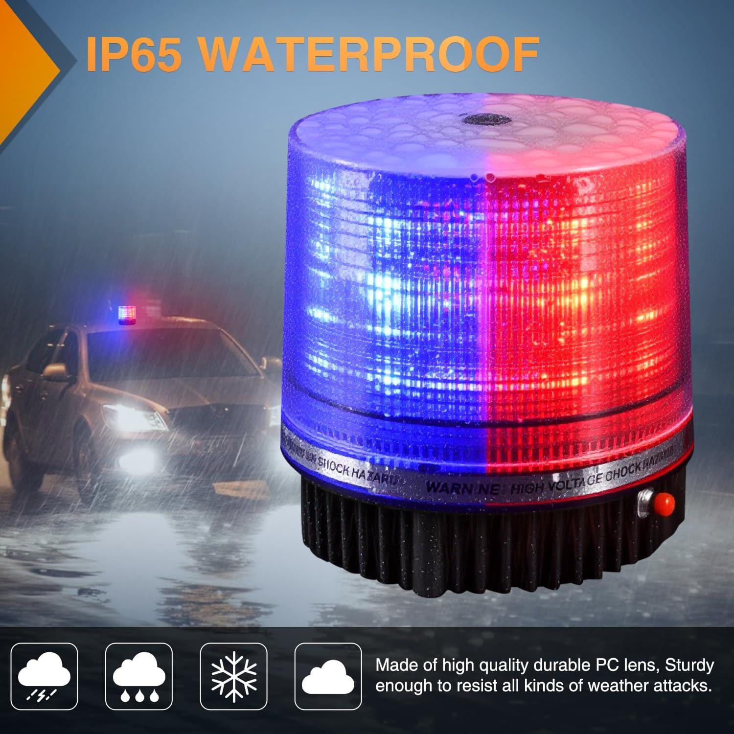 imageNilight Amber Beacon Light 12V24V Aluminum Base Flashing Safety Warning Lights Permanent ampamp Magnet Mount LED Emergency Rotating Strobe Light for Forklift Truck Tractor UTV Snow Plow 2 Years WarrantyRed Blue