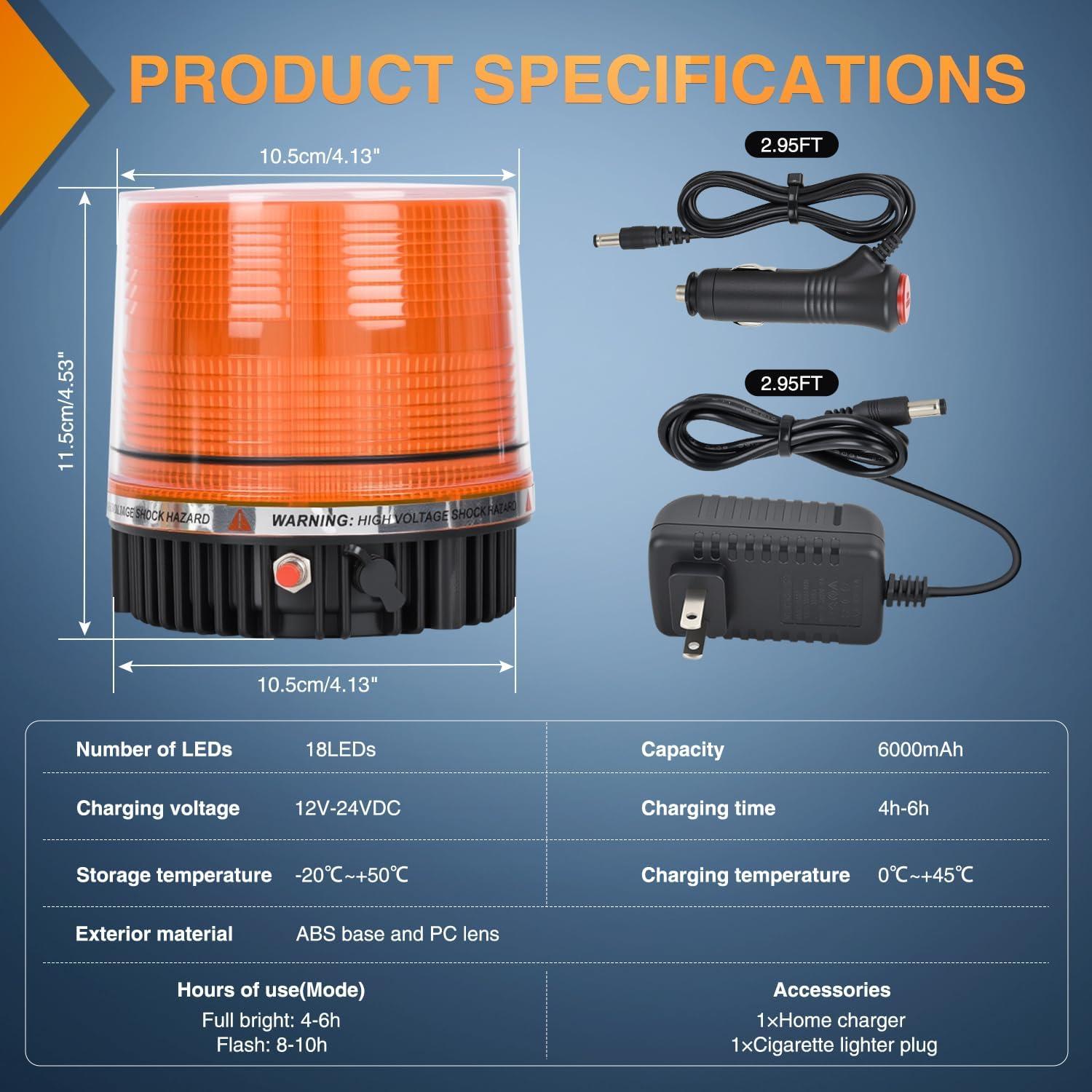 imageNilight Amber Beacon Light 12V24V Aluminum Base Flashing Safety Warning Lights Permanent ampamp Magnet Mount LED Emergency Rotating Strobe Light for Forklift Truck Tractor UTV Snow Plow 2 Years WarrantyAmber