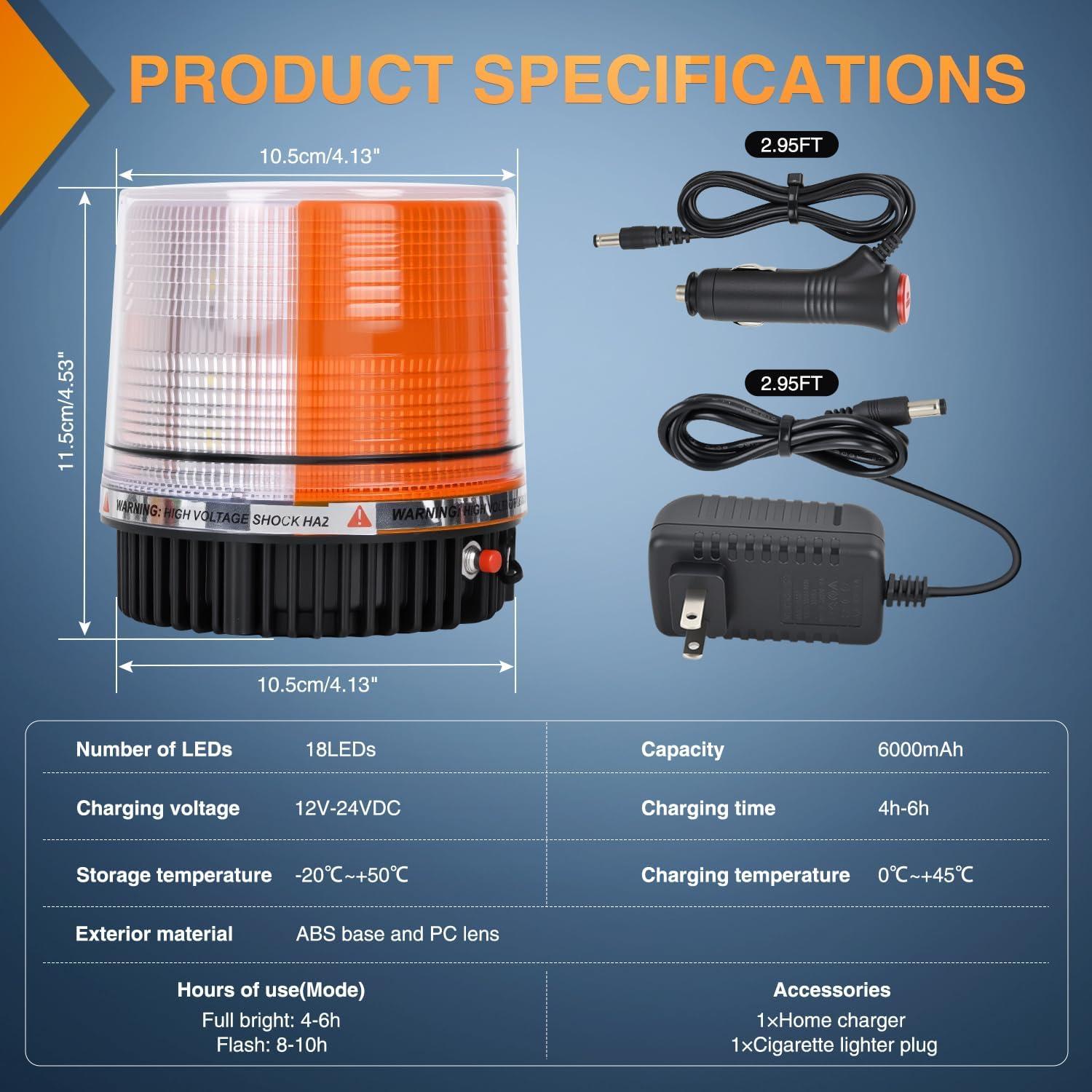 imageNilight Amber Beacon Light 12V24V Aluminum Base Flashing Safety Warning Lights Permanent ampamp Magnet Mount LED Emergency Rotating Strobe Light for Forklift Truck Tractor UTV Snow Plow 2 Years WarrantyAmber White