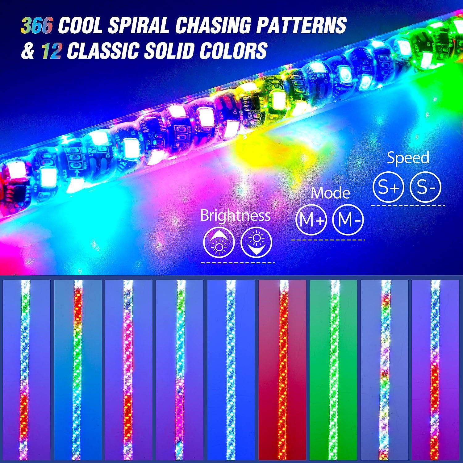 imageNilight Boat Navigation Light 5FT Spiral LED Whip Lights 360 Visibility 2NM Coast Guard Compliant 400 Patterns with Remote Plugin Base Boats Stern Navlight for Night Fishing Yacht Pontoon