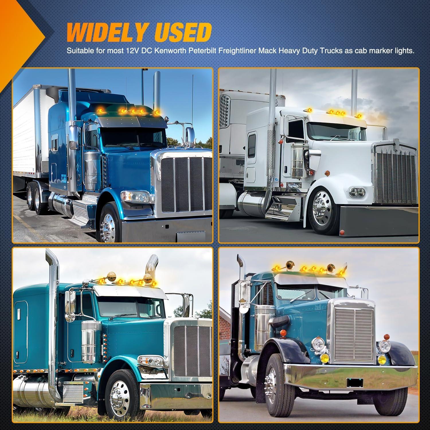 imageNilight Cab Roof Marker Light 5 PCS 18 LED Amber Torpedo Top Clearance Indicator Lights Waterproof Surface Mount for Heavy Duty Trucks Trailer Camper RV Tractor