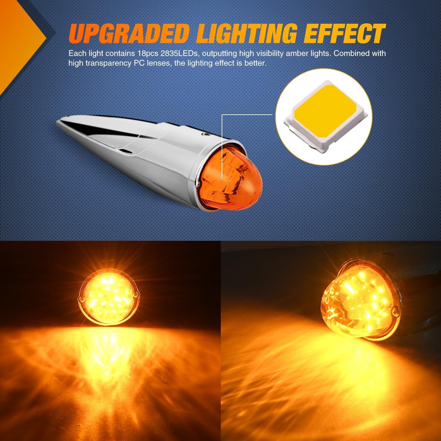 imageNilight Cab Roof Marker Light 5 PCS 18 LED Amber Torpedo Top Clearance Indicator Lights Waterproof Surface Mount for Heavy Duty Trucks Trailer Camper RV Tractor