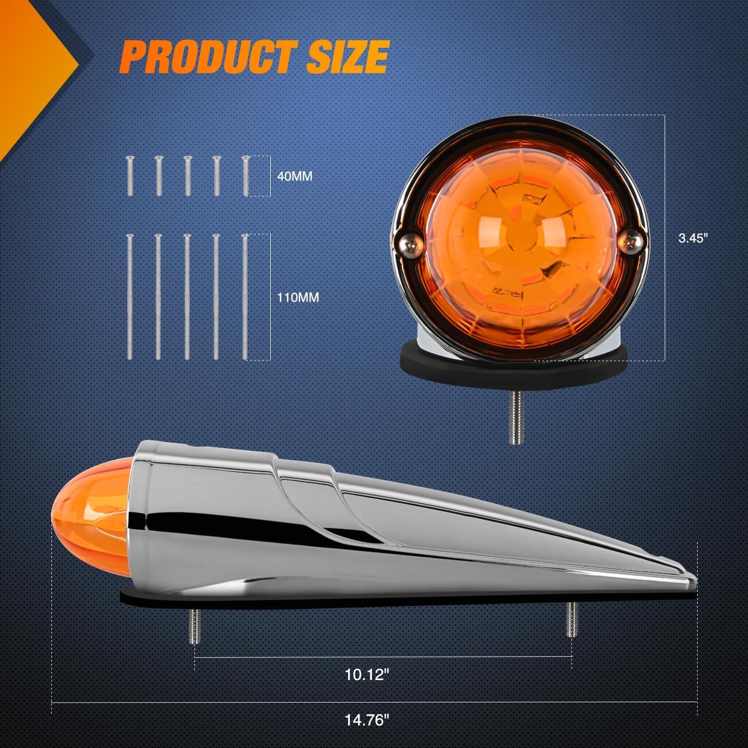 imageNilight Cab Roof Marker Light 5 PCS 18 LED Amber Torpedo Top Clearance Indicator Lights Waterproof Surface Mount for Heavy Duty Trucks Trailer Camper RV Tractor